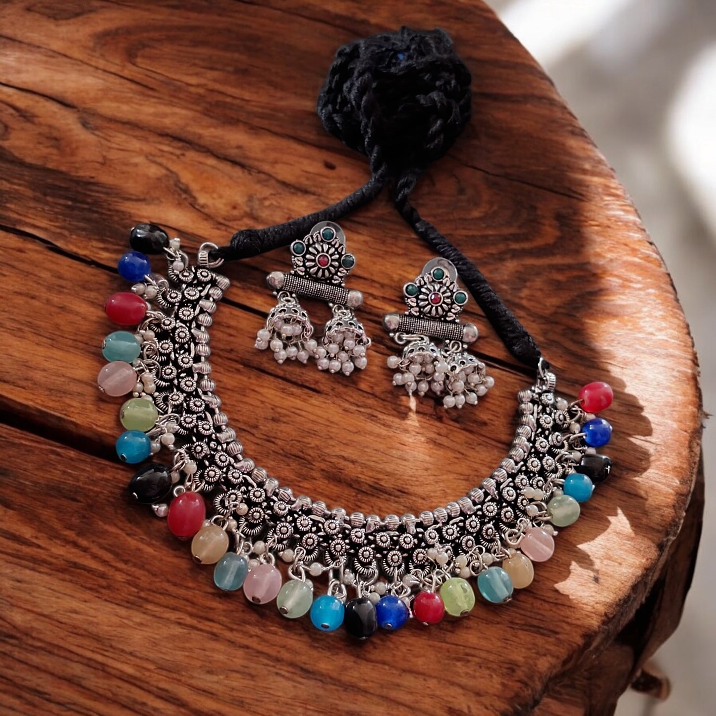 93999-NSO Classic Necklace With Oxidised Plating-Multi