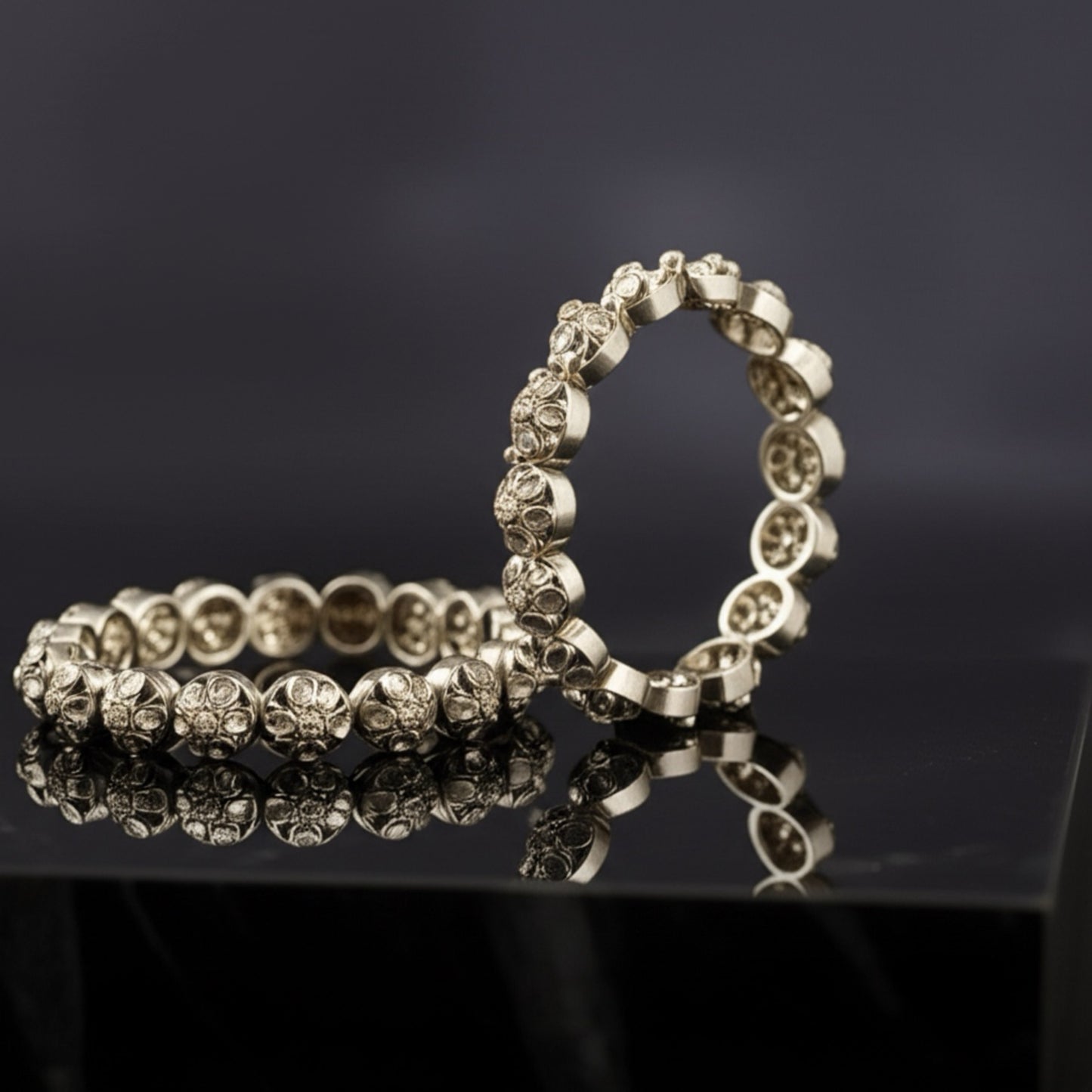 808869 Classic Bangles With Oxidised Plating-Size 2.4