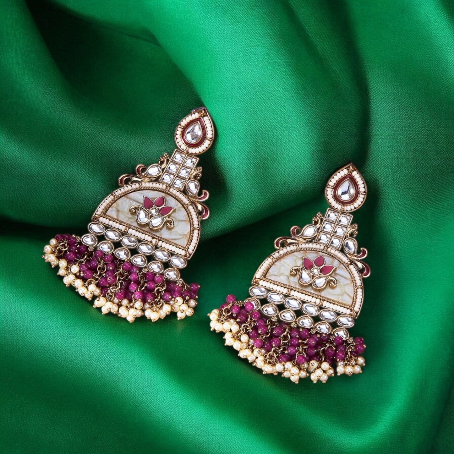 111346-Indo Western (Kundan) Earring-Purple