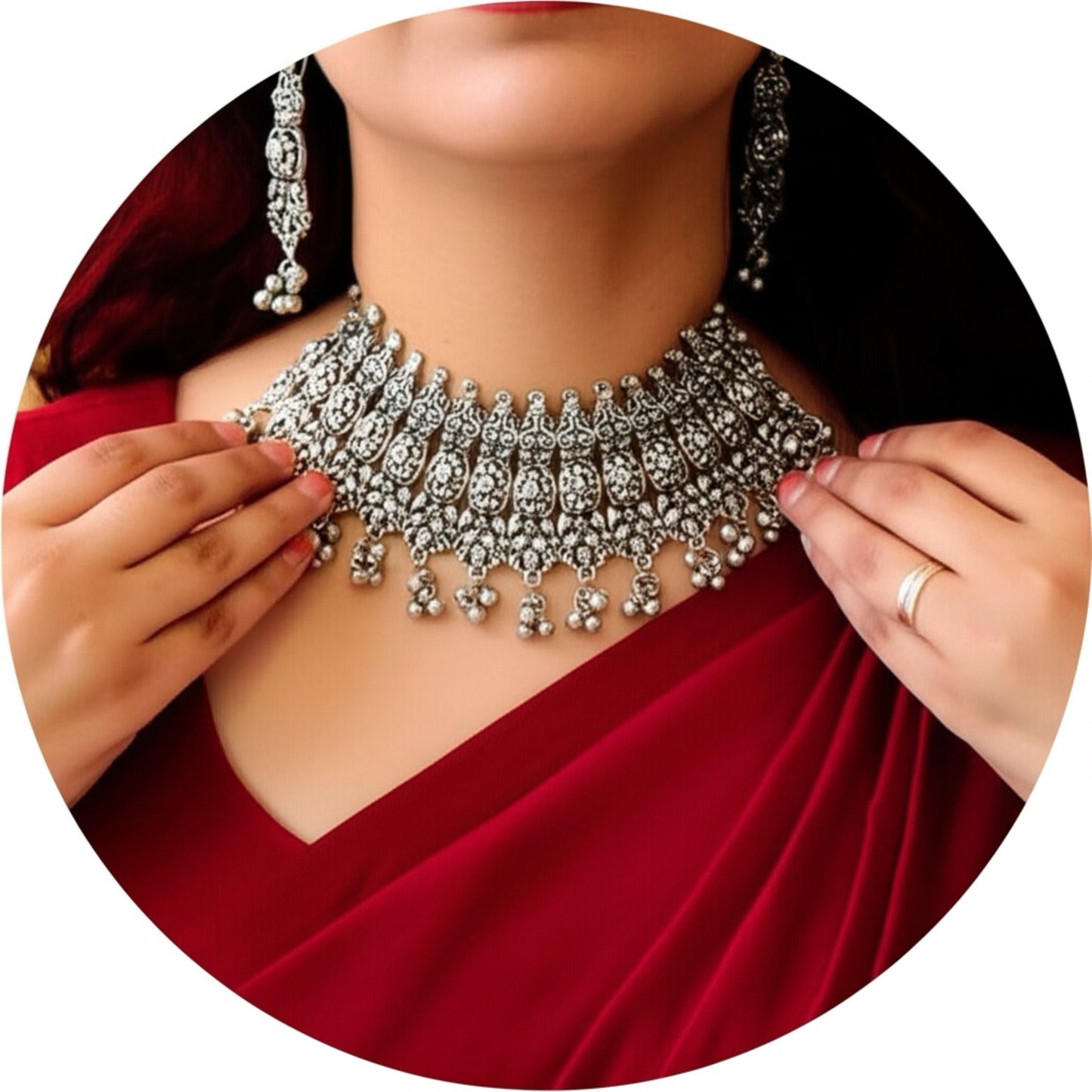 93999-NSO Classic Necklace With Oxidised Plating-Design 3