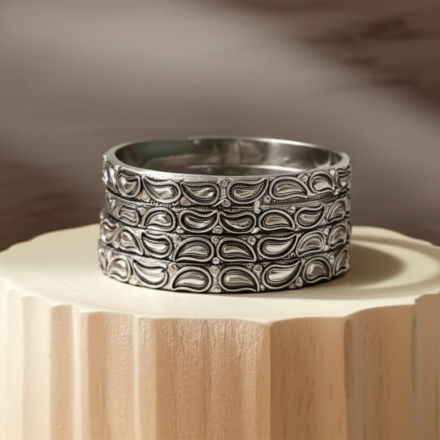 806868 Classic Bangles With Oxidised Plating-Size 2.4