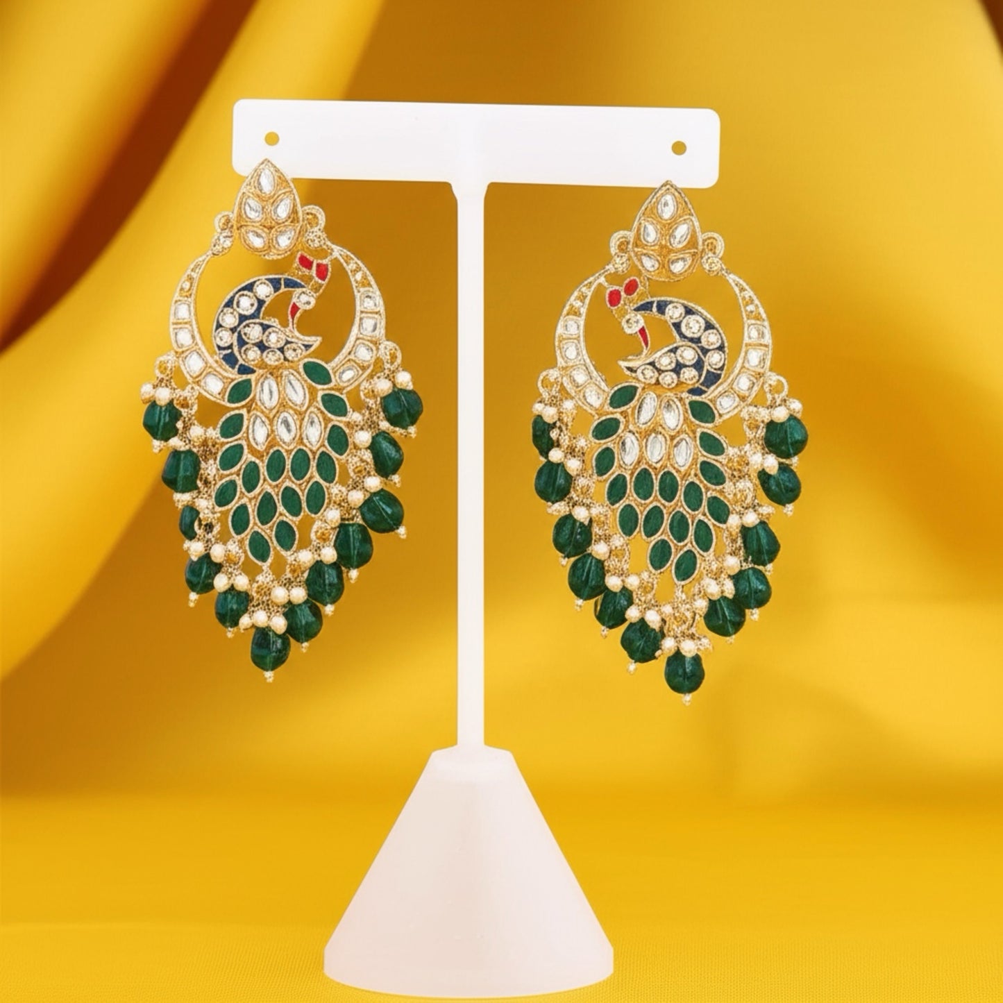 110625-Indo Western (Kundan) Earring-Green
