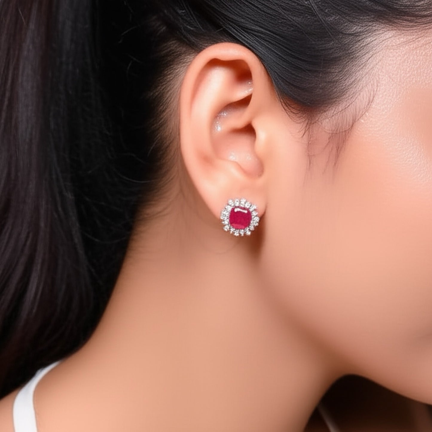 93259-ER CZ Earring With Gold/Rhodium Plating-Design 1