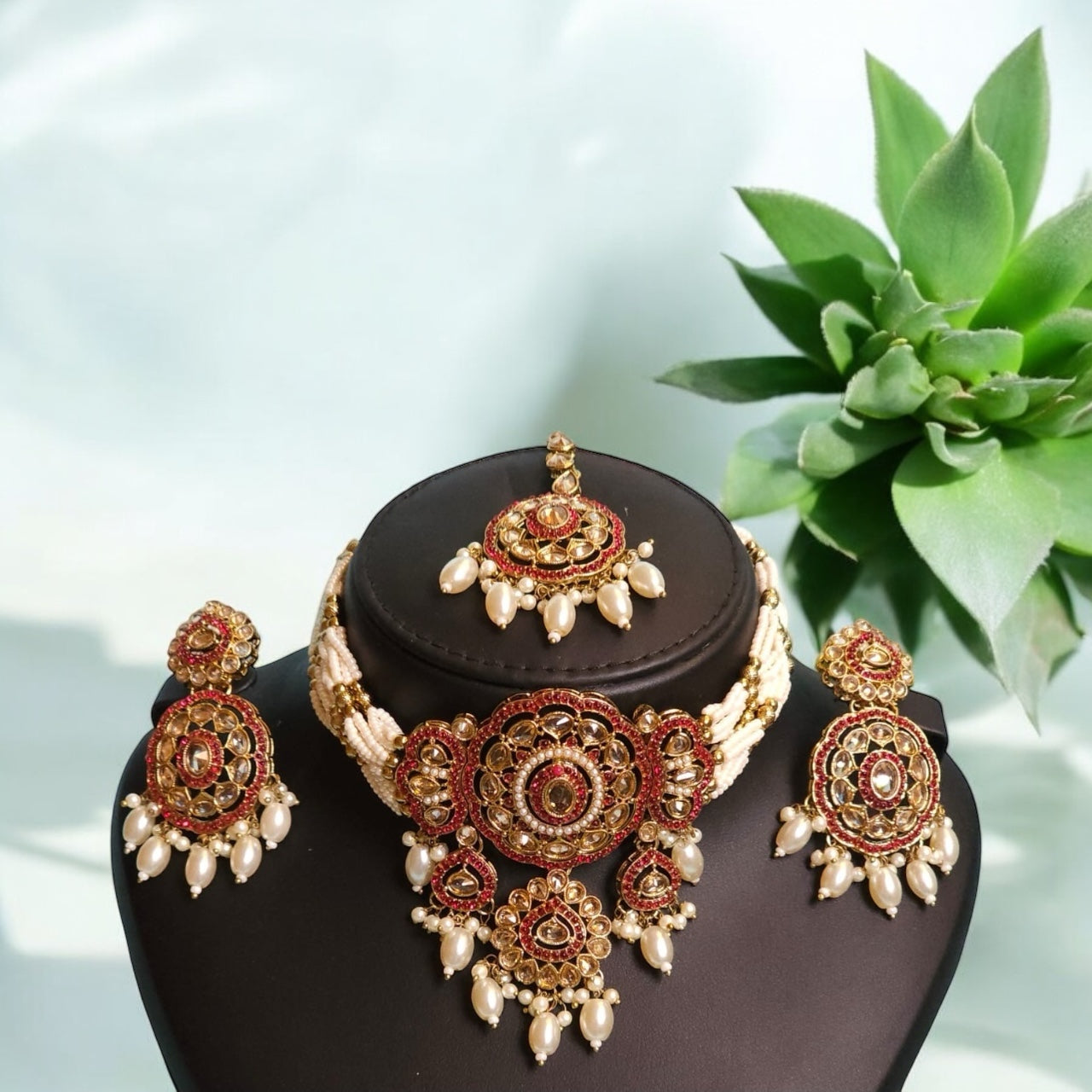 98709-NS Cz Delicate Necklace Maroon
