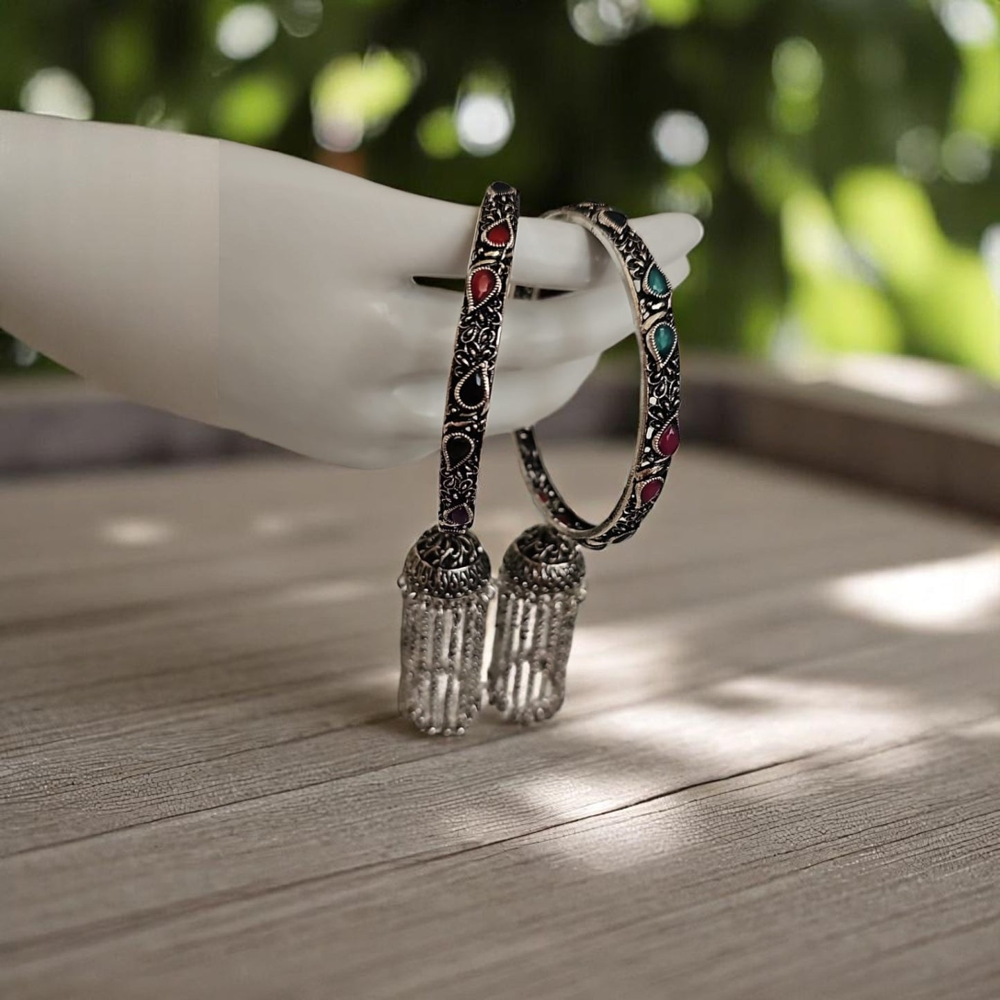 122413 Classic Bangles With Oxidised Plating-Size 2.4