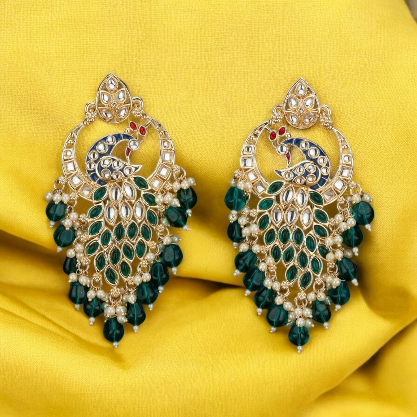 110625-Indo Western (Kundan) Earring-Green