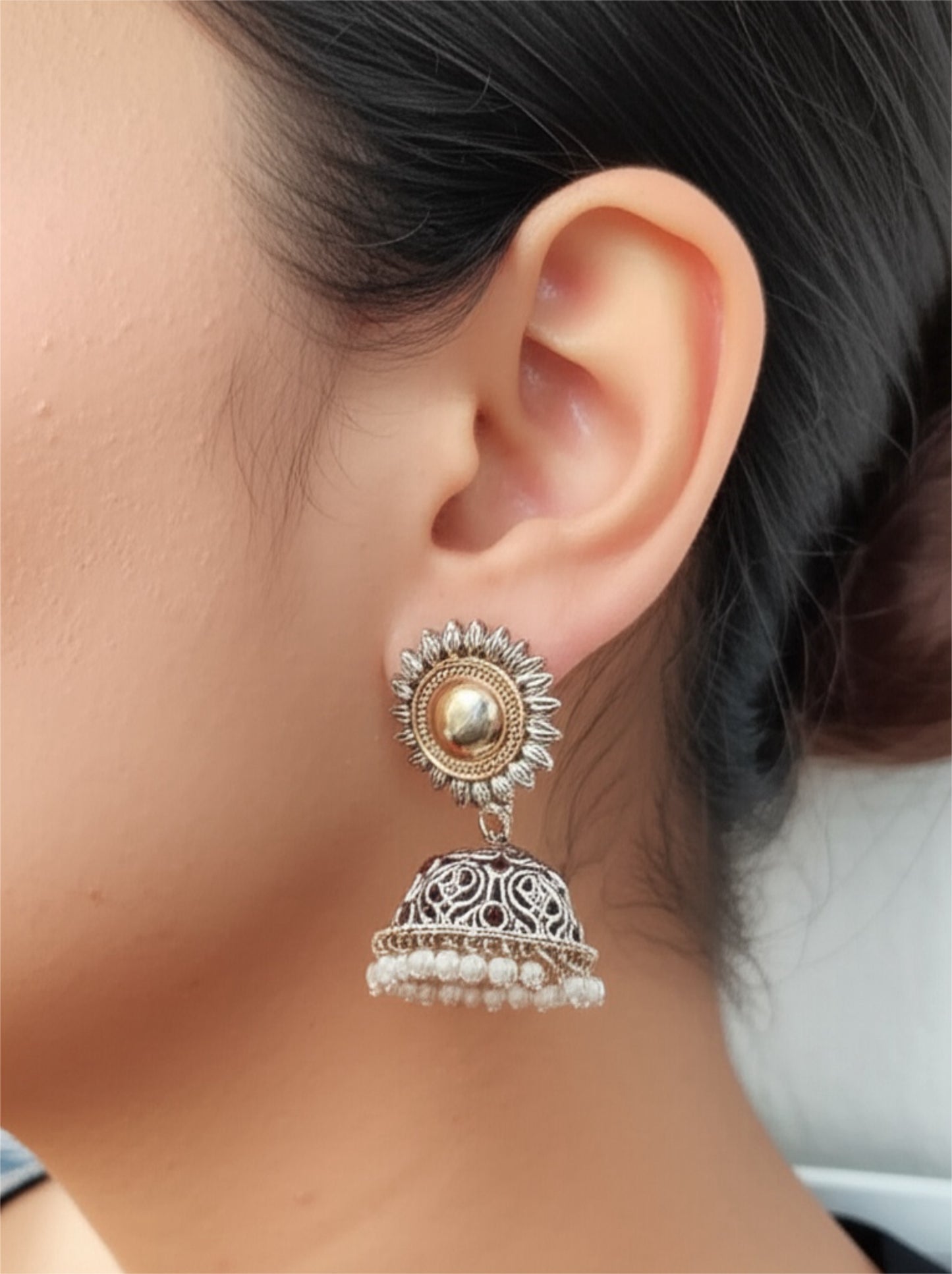 809098 Pretty Precious Fashion Oxidised Silver Stylish Party Wear Earrings for Women and Girls