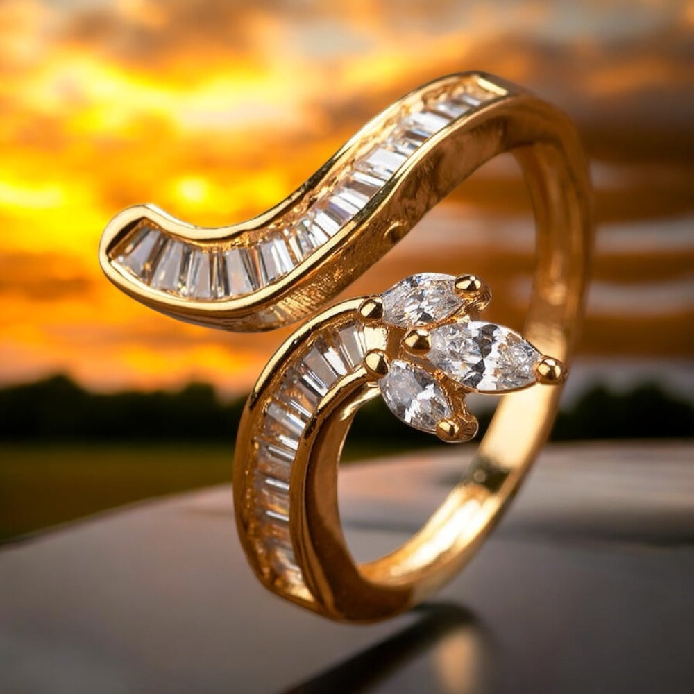 432867 Cz Adjustable Ring 2 Tone