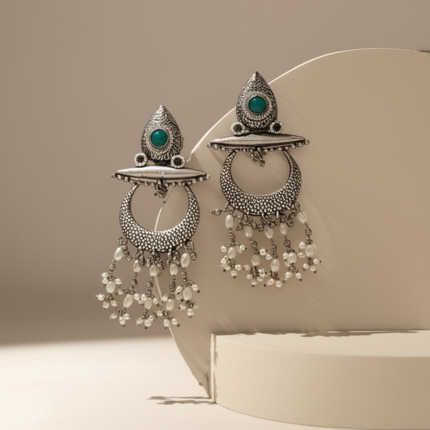 808360 Pretty Precious Fashion Oxidised Silver Stylish Party Wear Earrings for Women and Girls