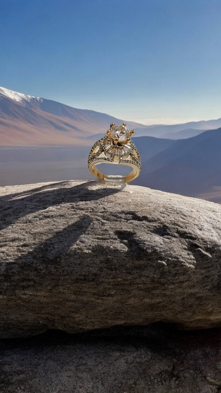 426251 Cz Adjustable Ring 2 Tone