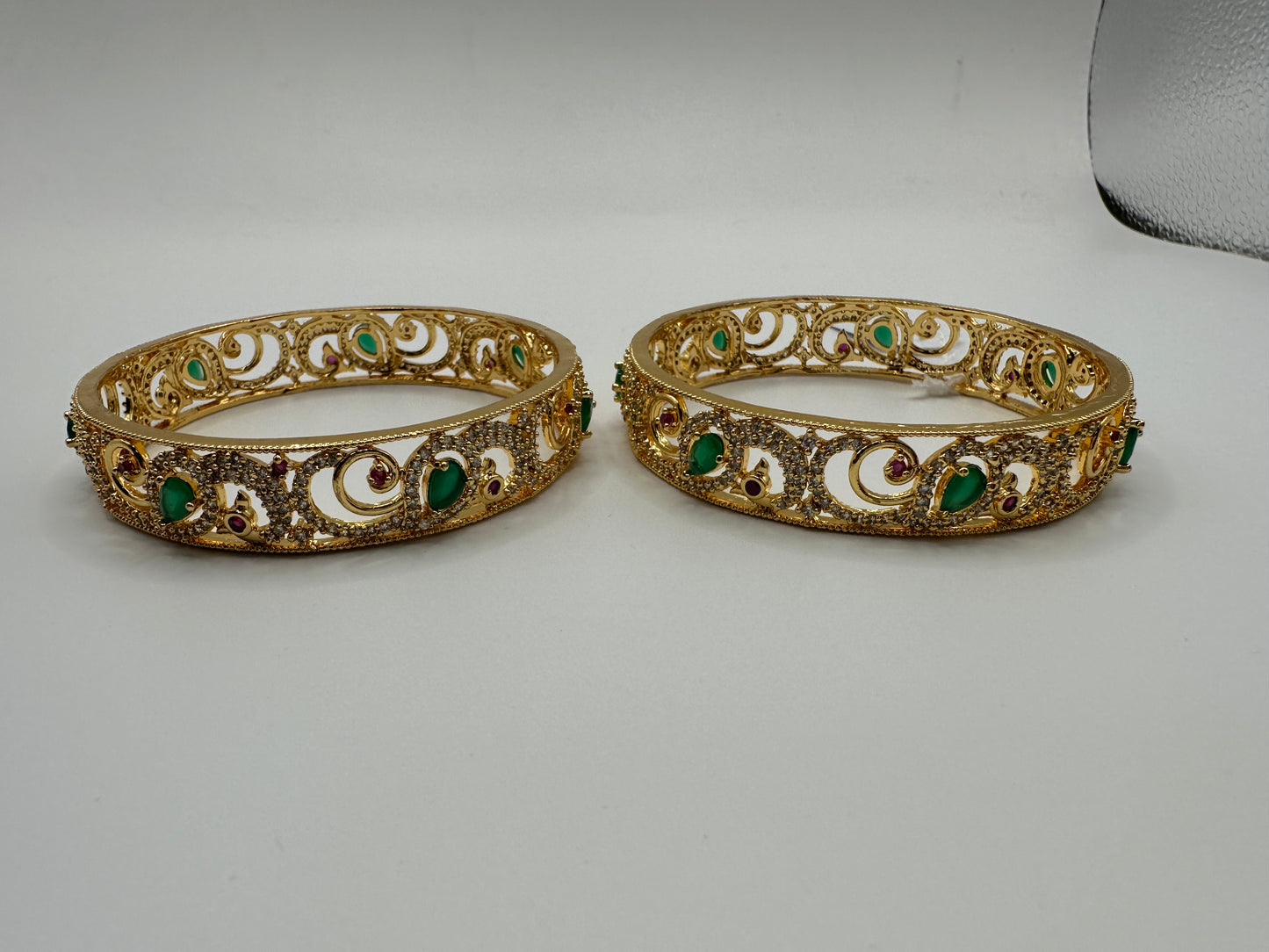 1011 Cz Classic Bangles-Size 2.6- Ruby Green