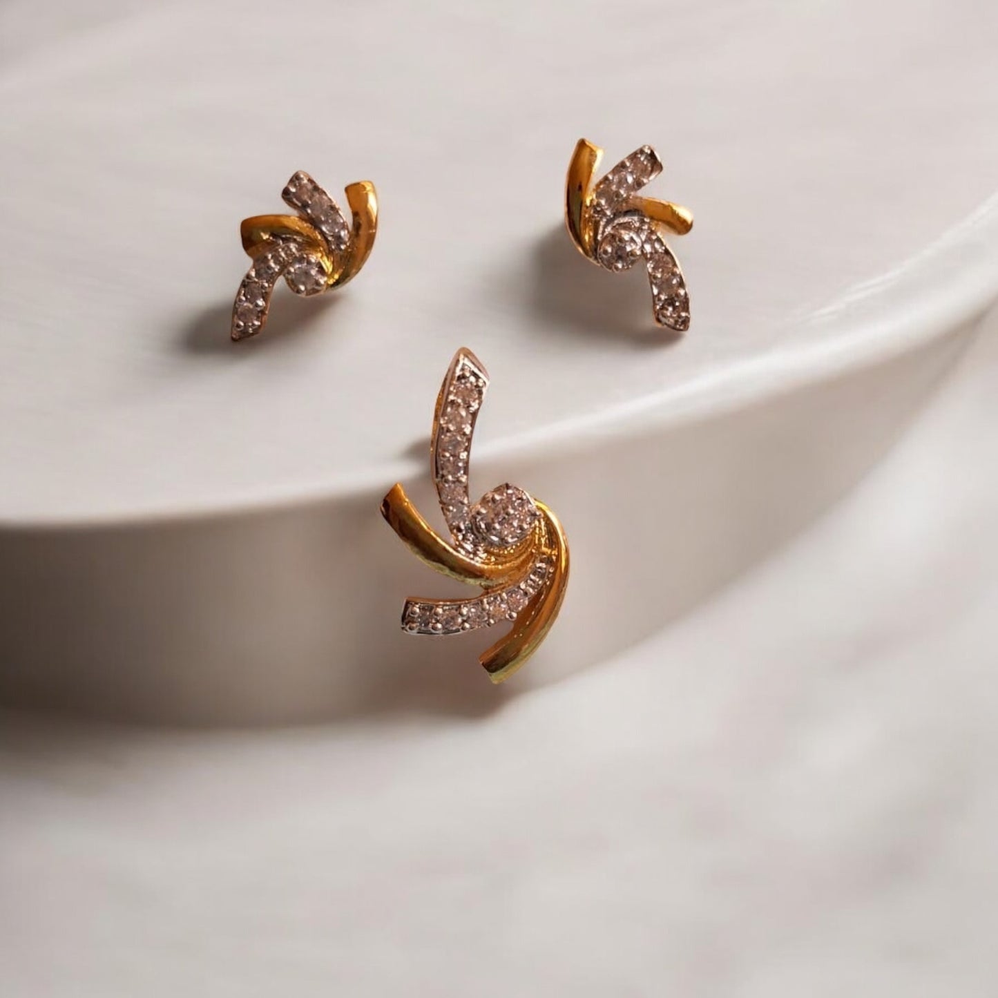 427209-American Diamond Delicate Pendant Set With Gold Plating