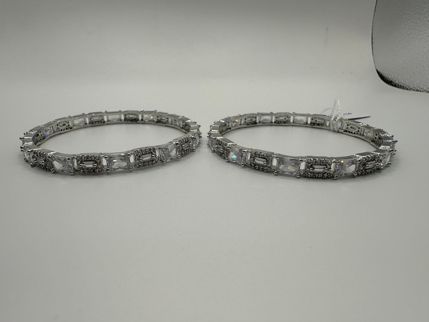 1021 Cz Classic Bangles-Size 2.4-Silver