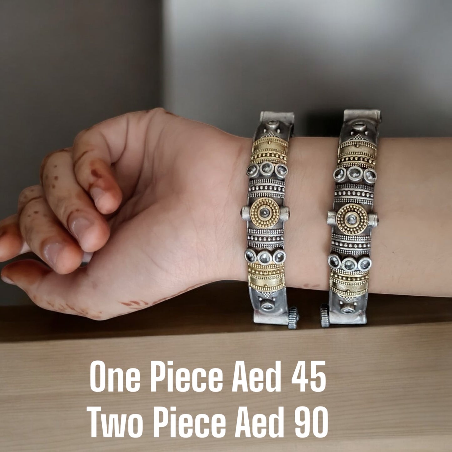 94509-KDO Classic Kada With Oxidised Plating-Design 3 White