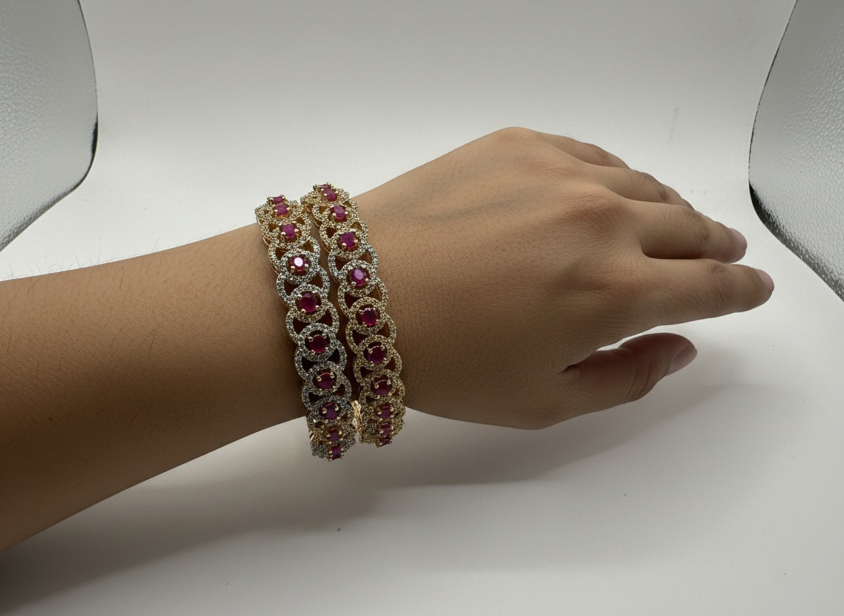 1017 Cz Classic Bangles-Size 2.8-Ruby