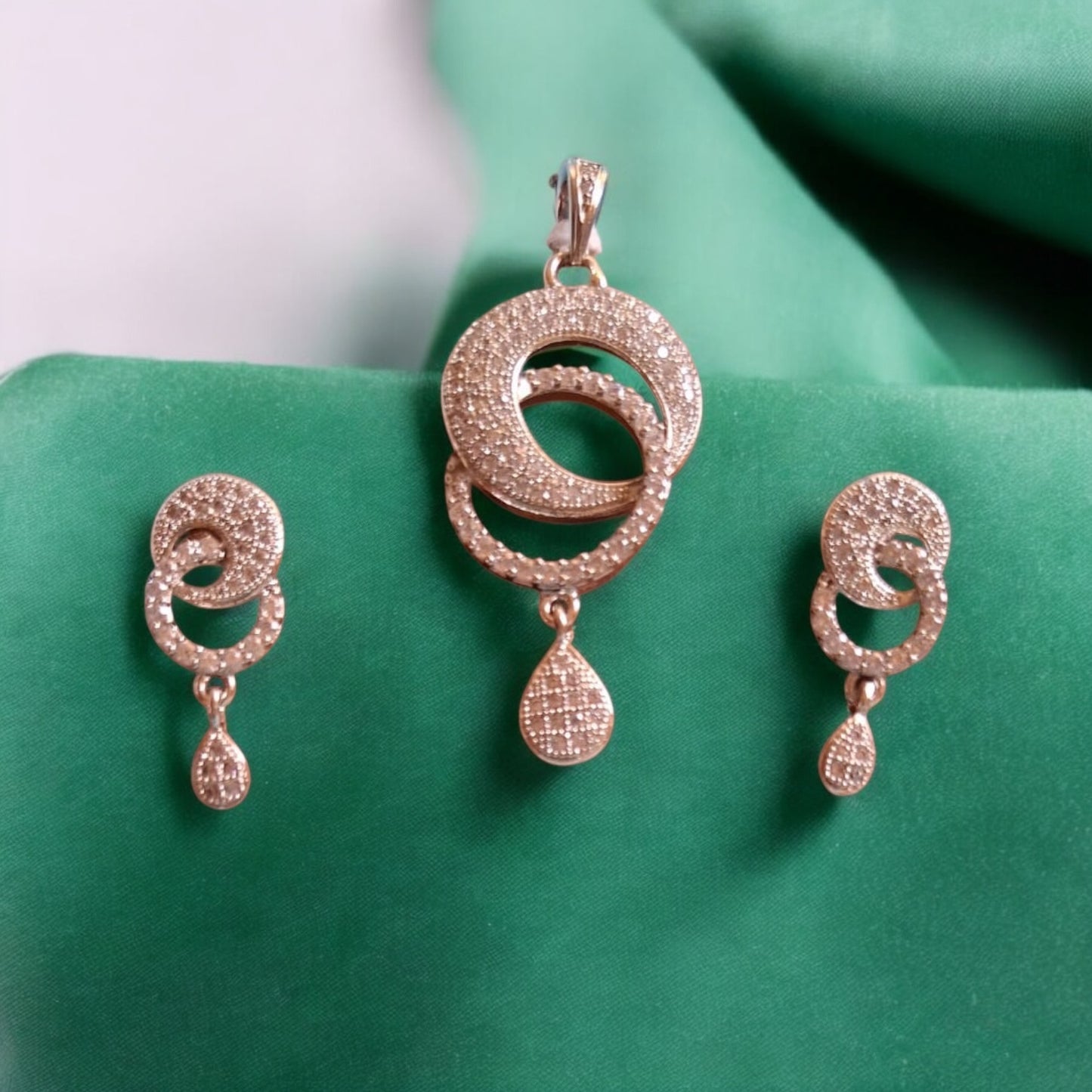 426635-American Diamond Delicate Pendant Set With Rhodium Plating