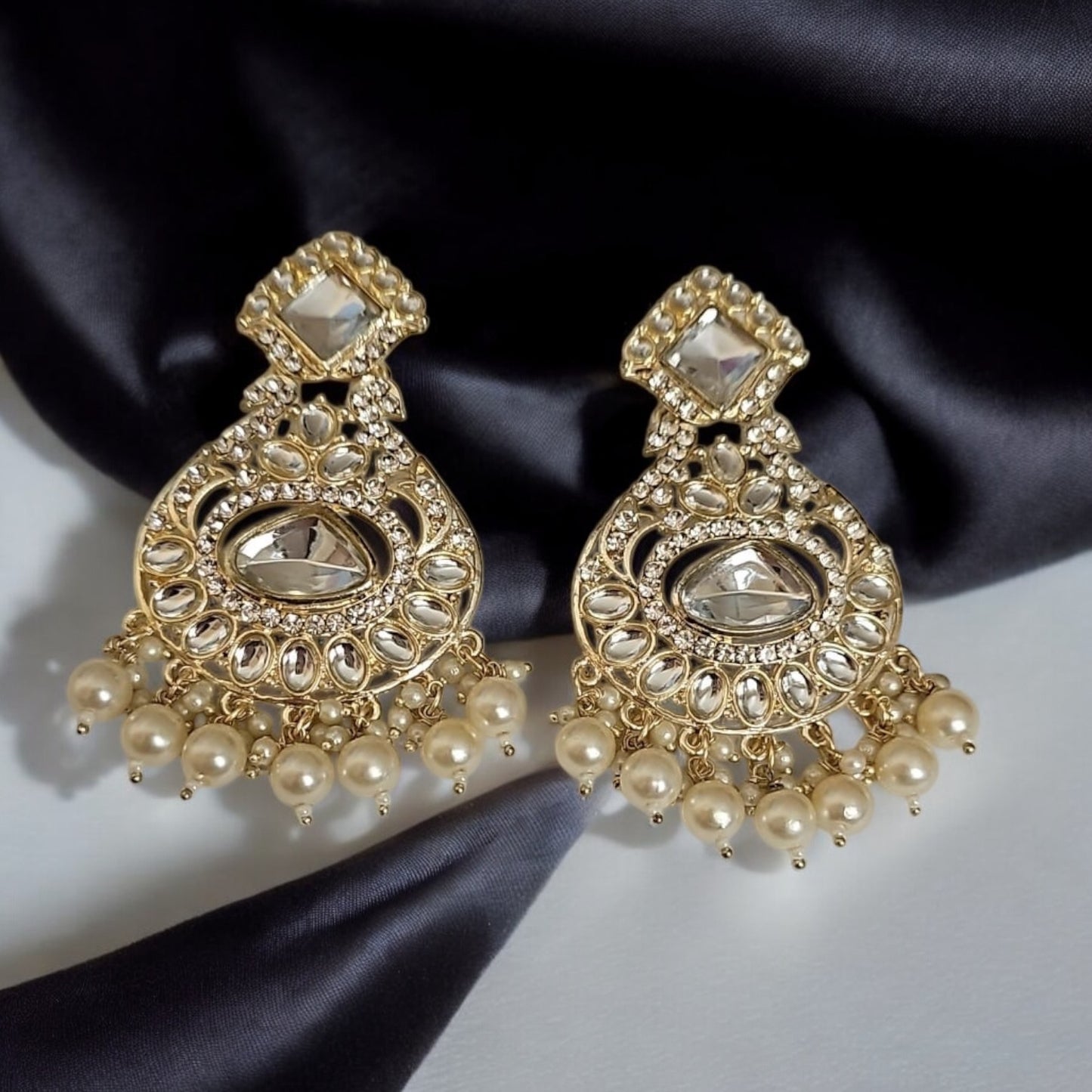 3395-Indo Western (Kundan) Earring-Pearl