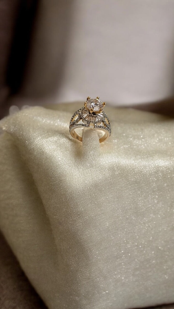 426251 Cz Adjustable Ring 2 Tone