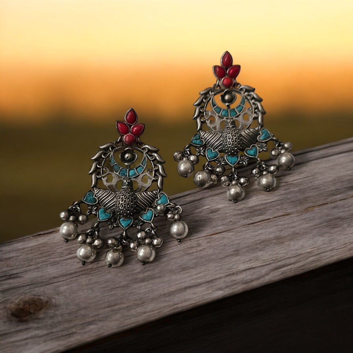 35420 Pretty Precious Fashion Oxidised Silver Stylish Party Wear Earrings for Women and Girls