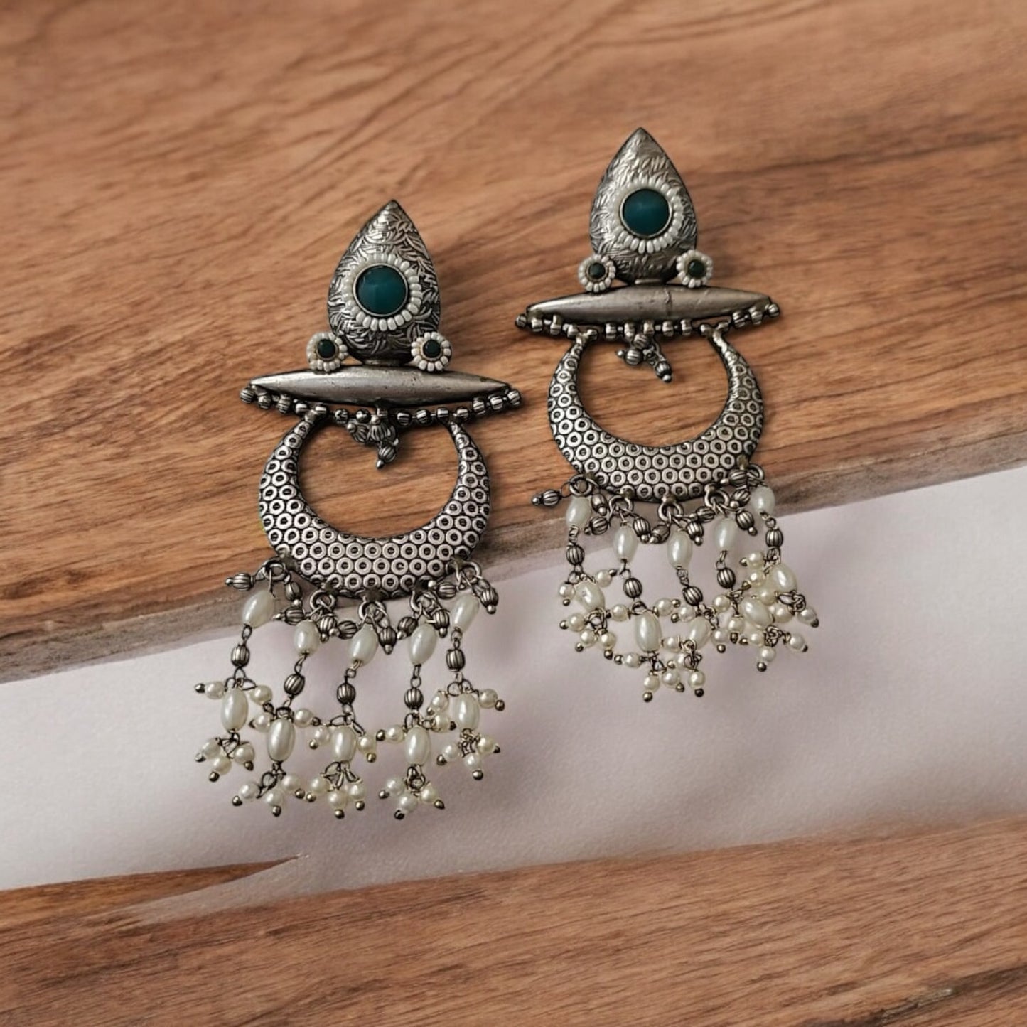 808360 Pretty Precious Fashion Oxidised Silver Stylish Party Wear Earrings for Women and Girls