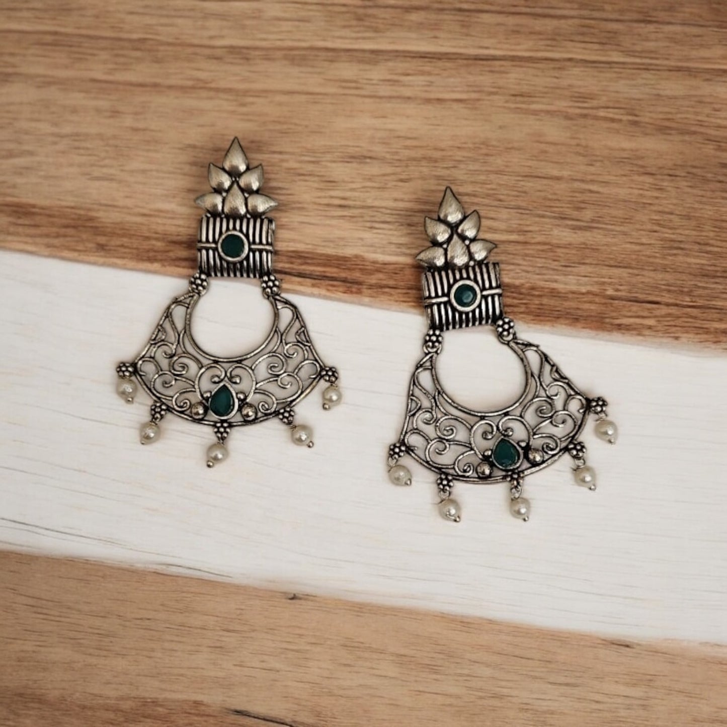 805941 Pretty Precious Fashion Oxidised Silver Stylish Party Wear Earrings for Women and Girls