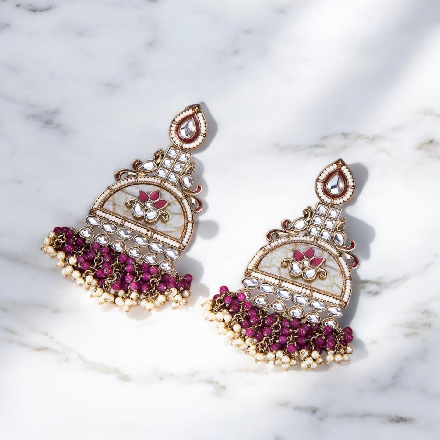 111346-Indo Western (Kundan) Earring-Purple