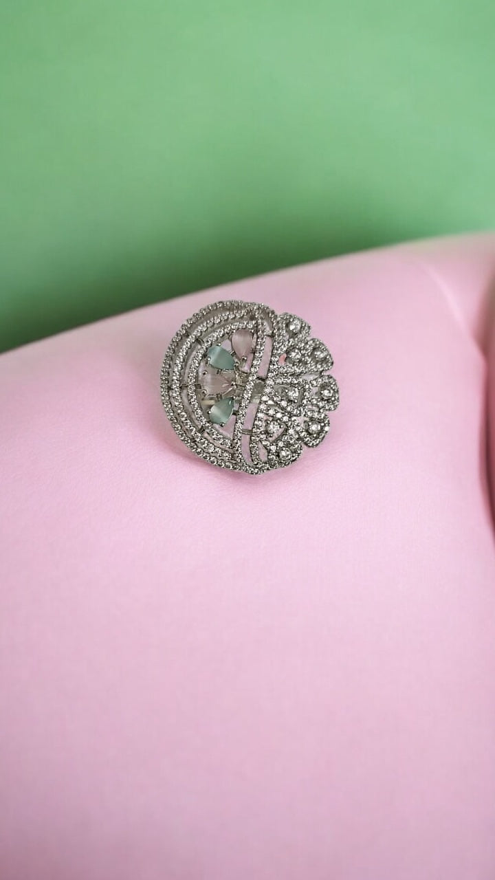 436624 Cz Adjustable Ring Multicolor