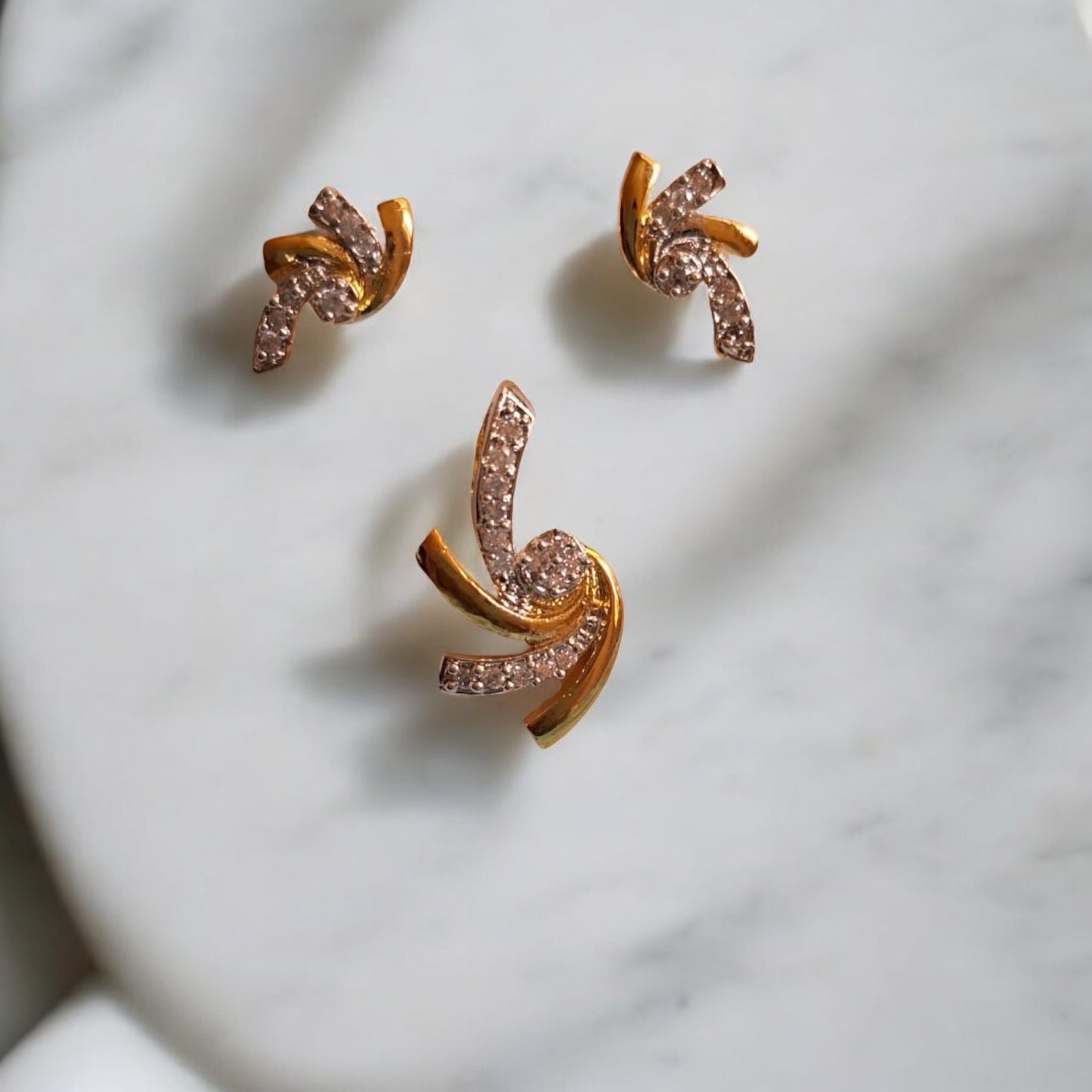 427209-American Diamond Delicate Pendant Set With Gold Plating