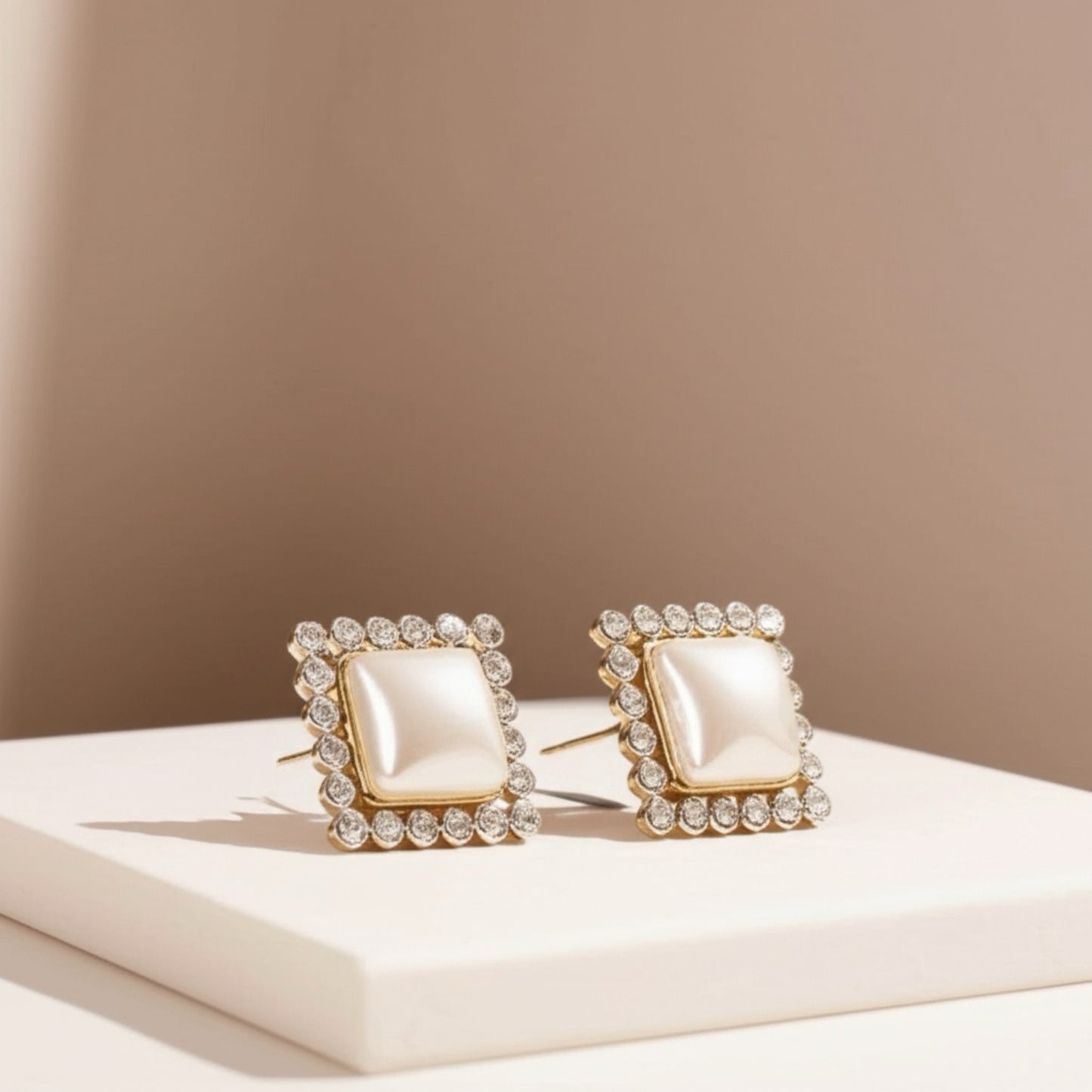 433442 CZ Earring With 2 Tone Rhodium Plating