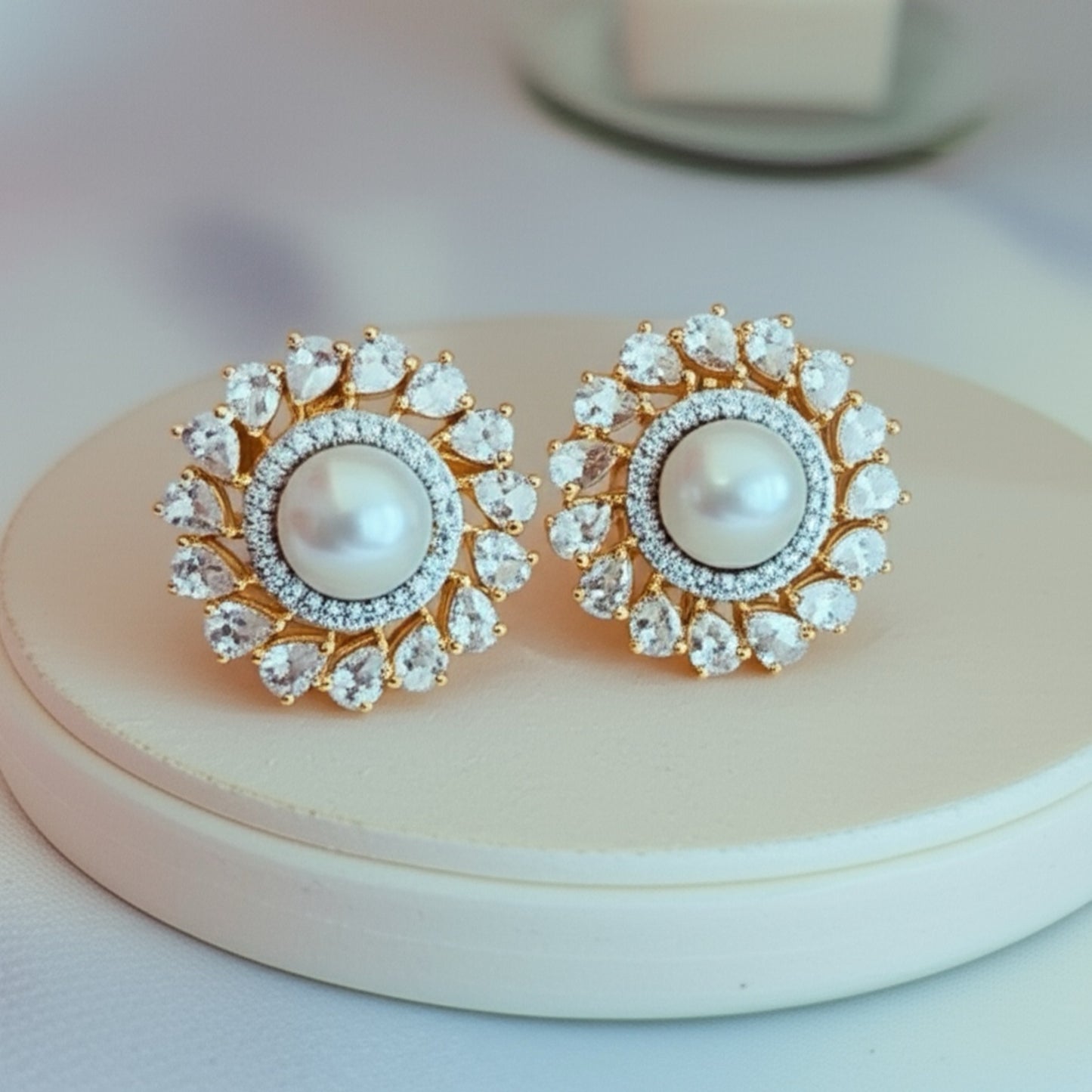 92409-ER CZ Earring With Gold/Rhodium Plating