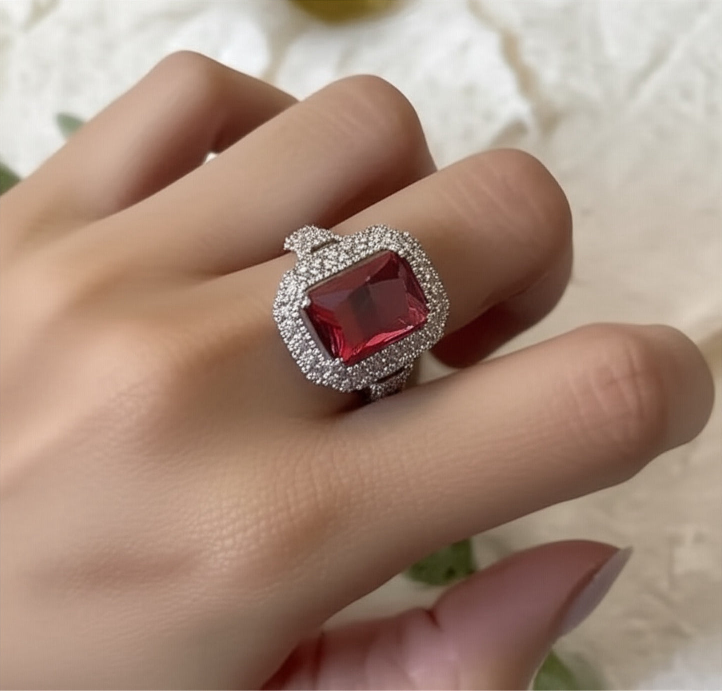 435523 Cz Adjustable Ring Ruby