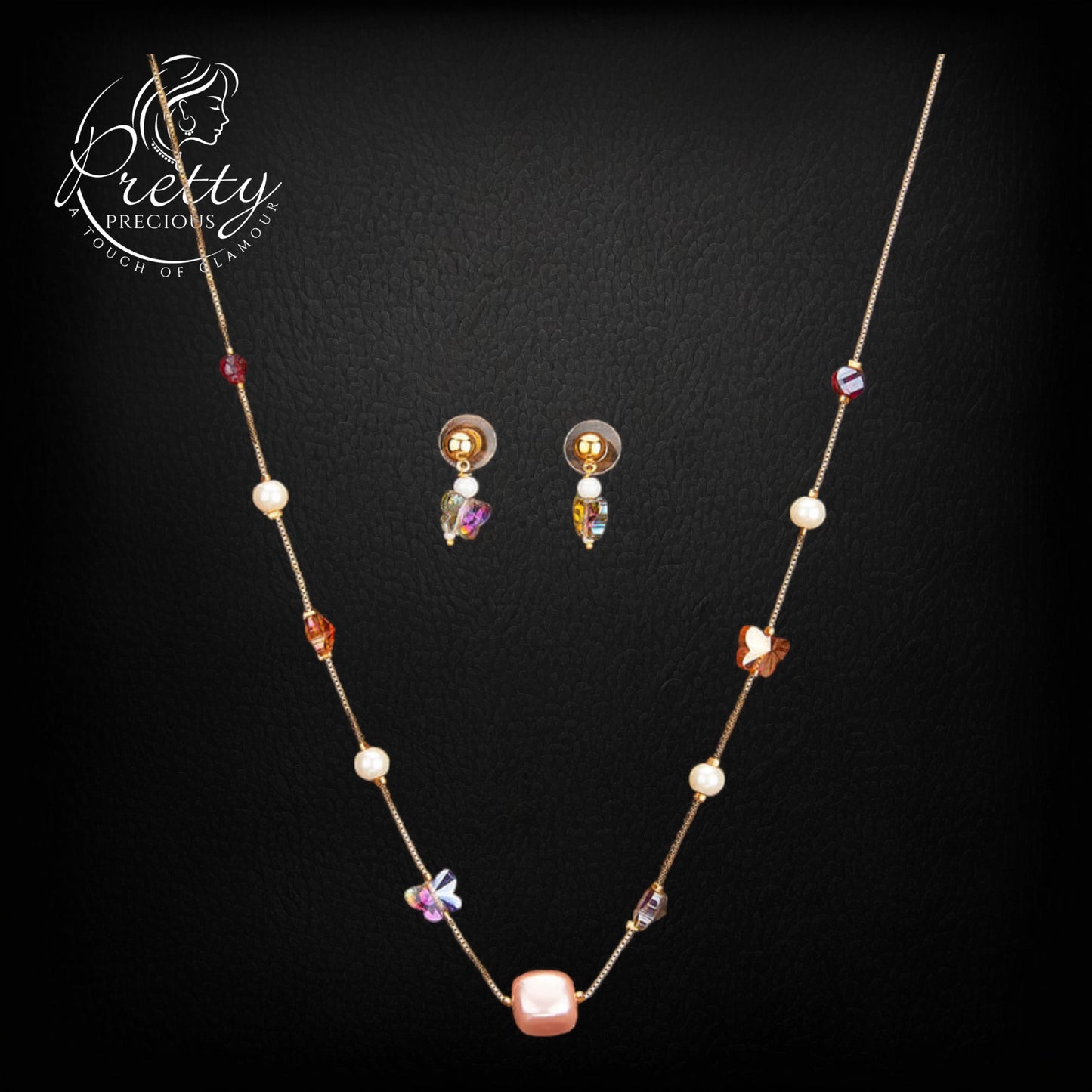 429736 Cubic Zirconia Delicate Mala With Gold Plating-Multi