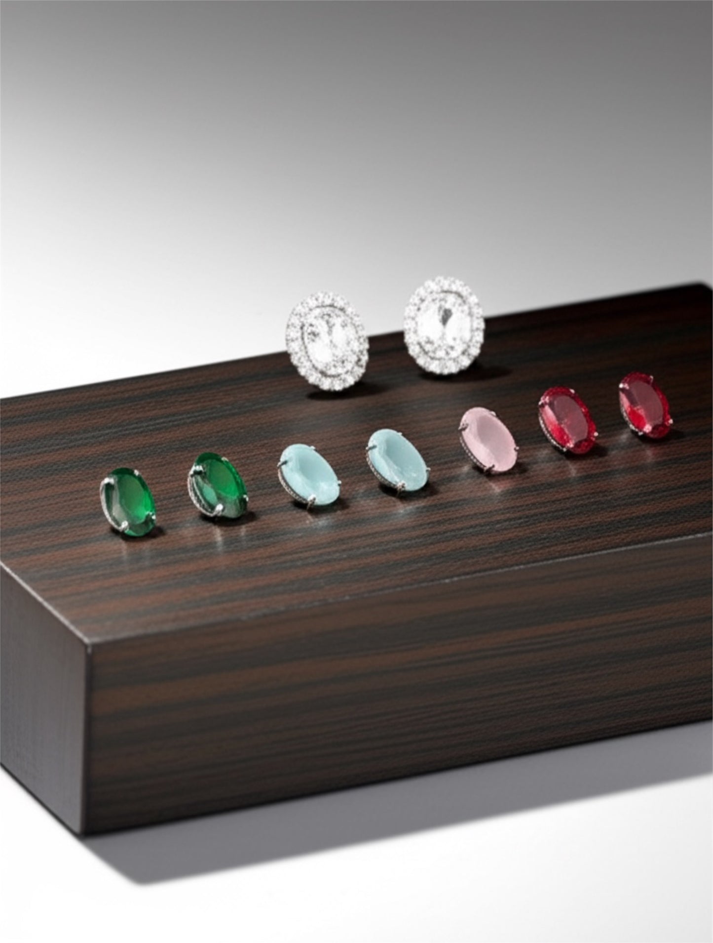 421773 Cz Changeable Stone Earring With Rhodium Plating
