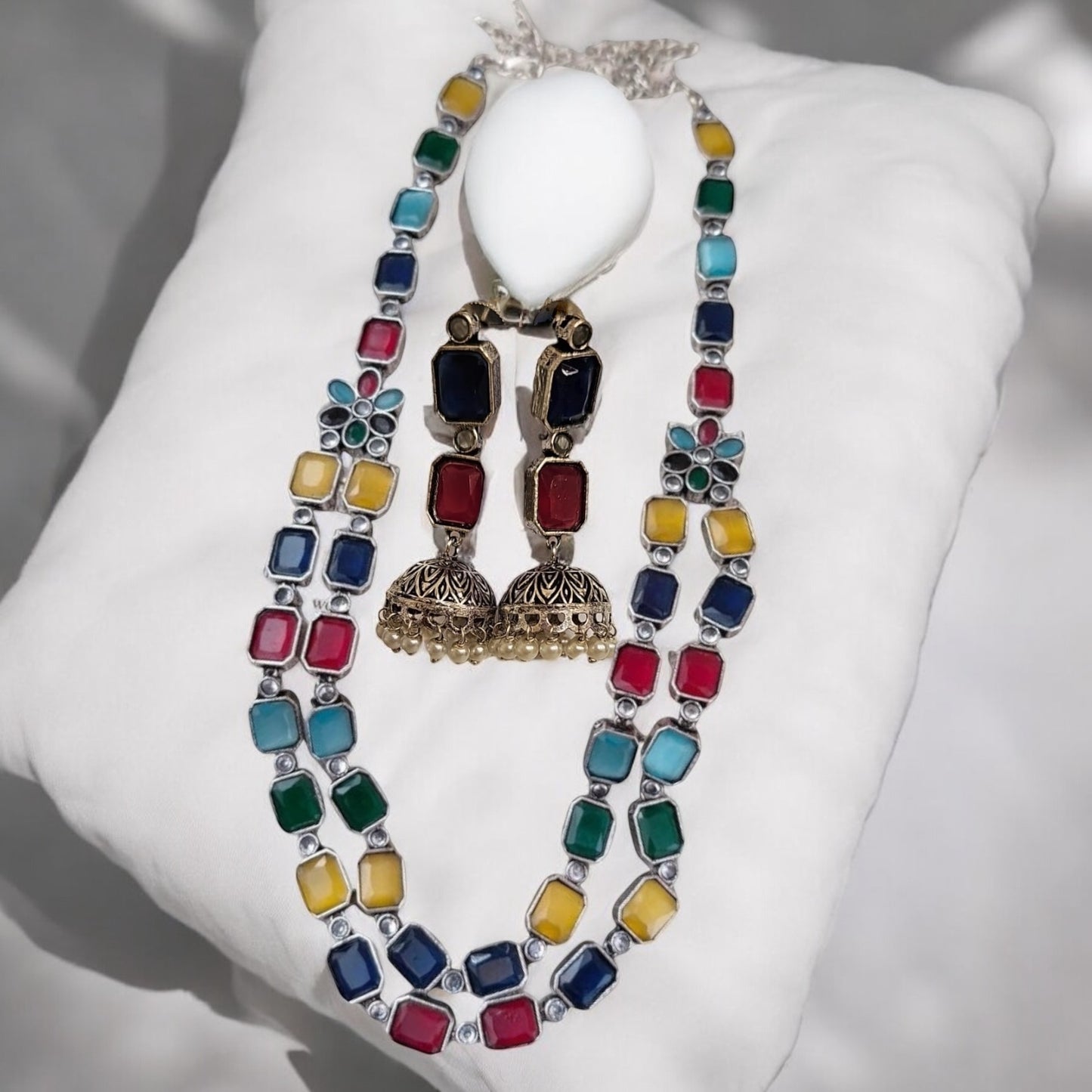 97999-NSO Classic Necklace With Oxidised Plating-Multi