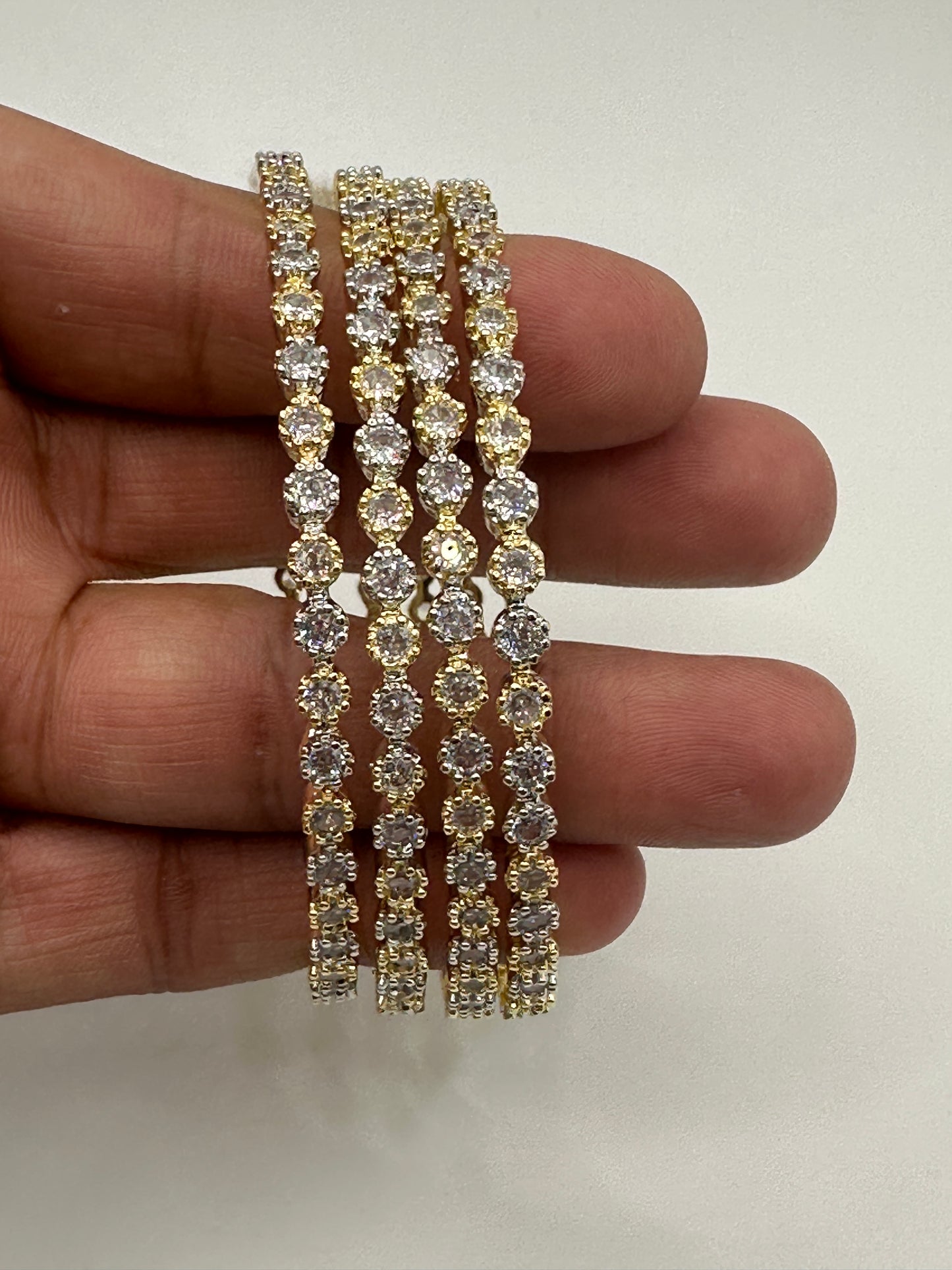 1022 Cz Classic Bangles-Size 2.8-Two Tone