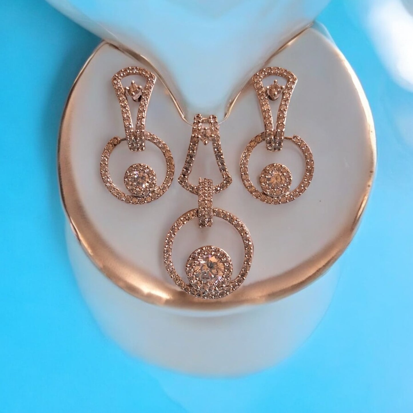 433484-American Diamond Delicate Pendant Set With Rhodium Plating