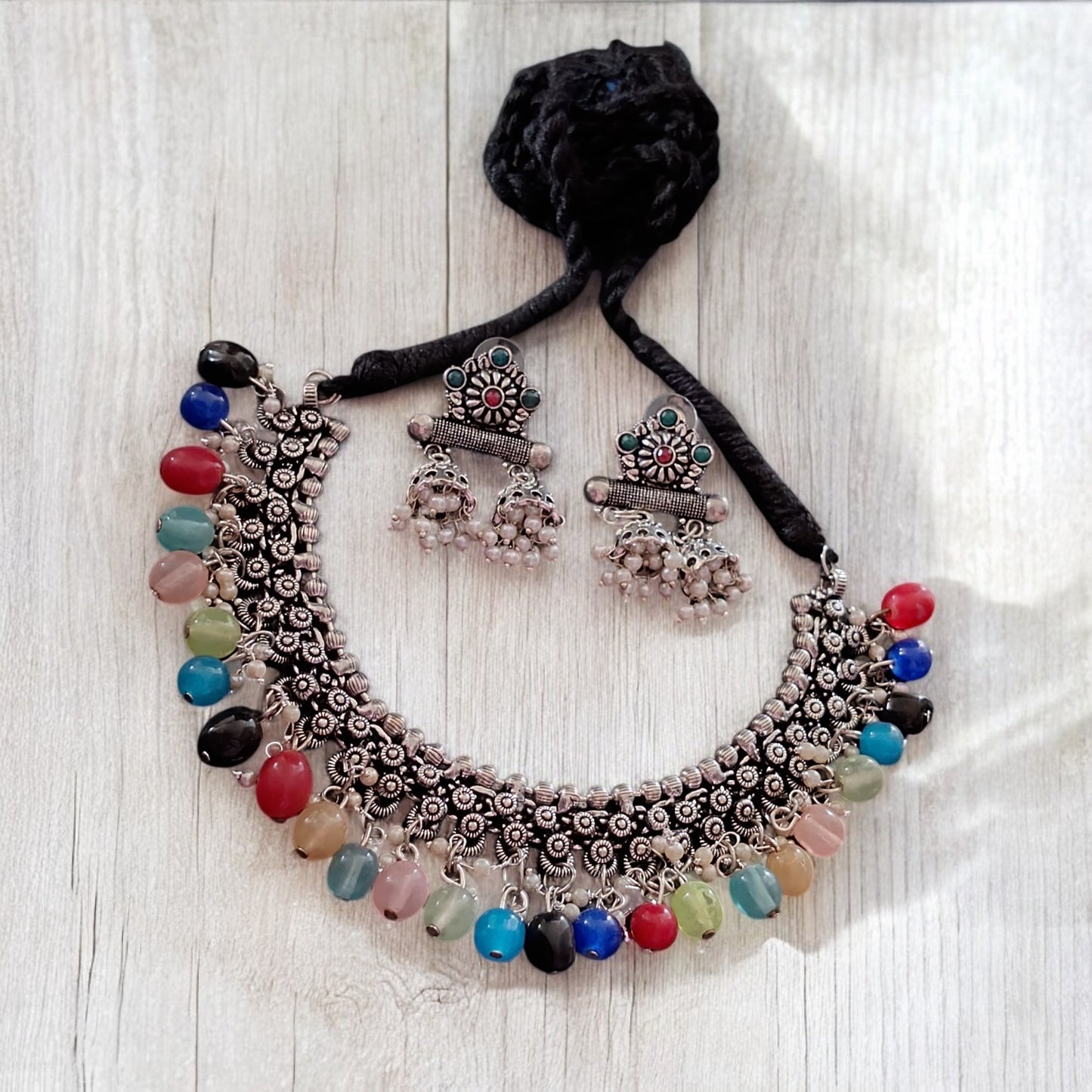 93999-NSO Classic Necklace With Oxidised Plating-Multi