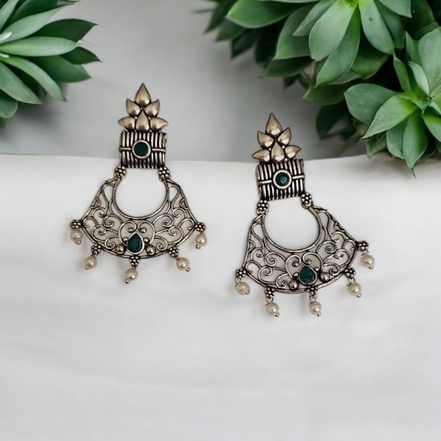 805941 Pretty Precious Fashion Oxidised Silver Stylish Party Wear Earrings for Women and Girls