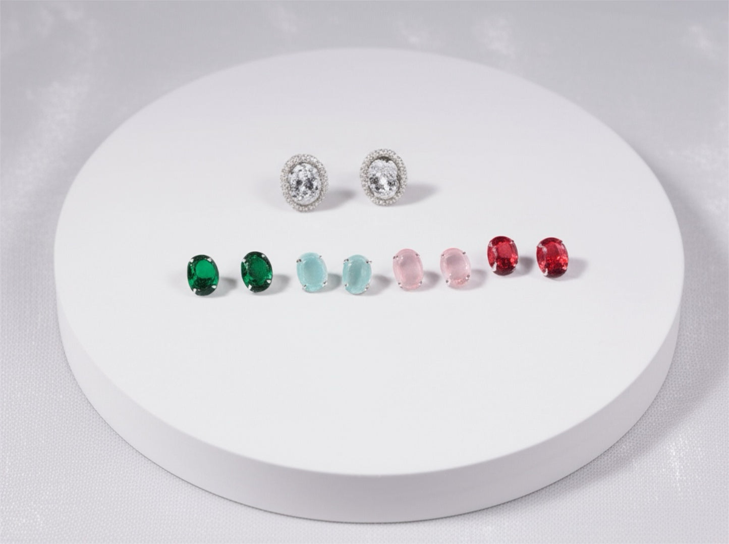 421773 Cz Changeable Stone Earring With Rhodium Plating