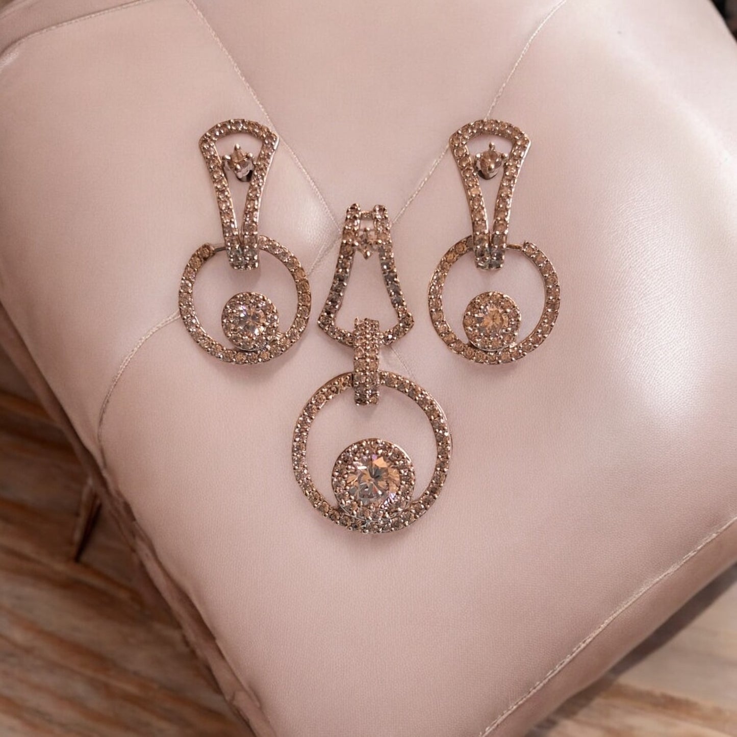 433484-American Diamond Delicate Pendant Set With Rhodium Plating