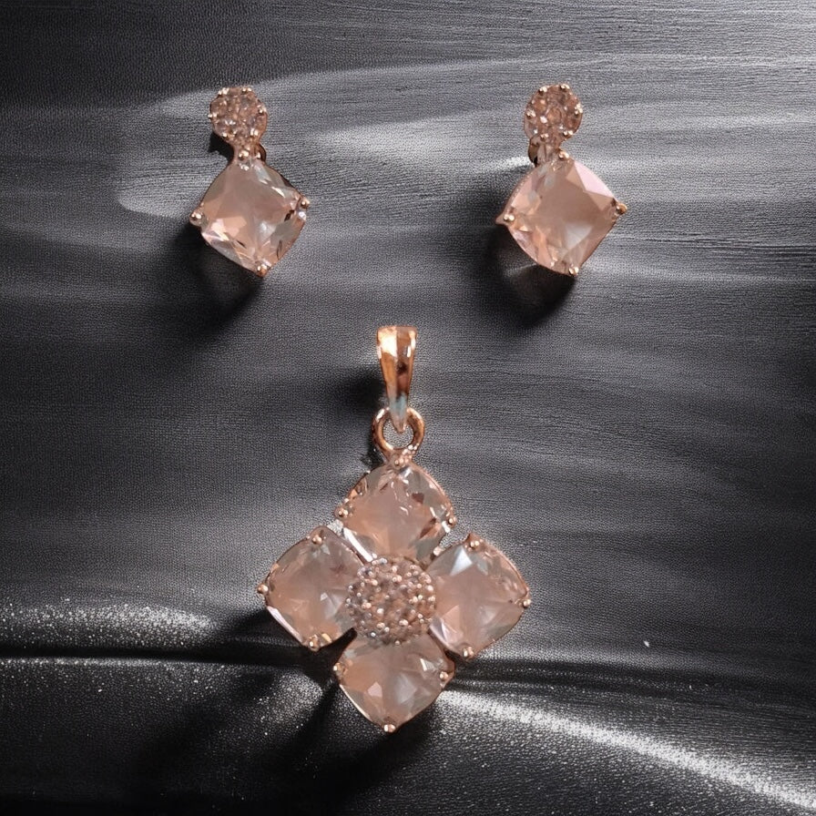 433802-American Diamond Delicate Pendant Set With Rhodium Plating-White