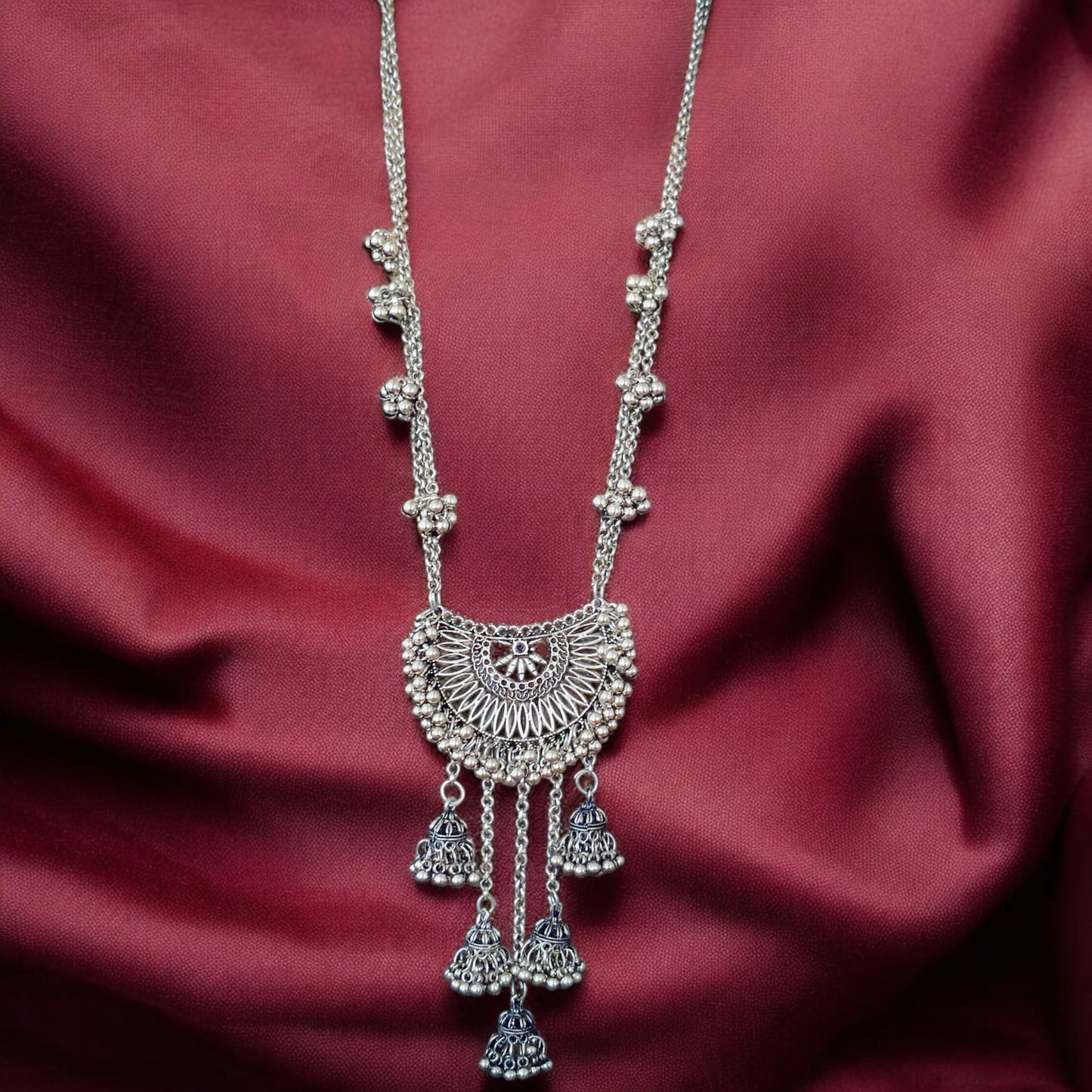 92509-NSO Classic Necklace With Oxidised Plating-Design 3