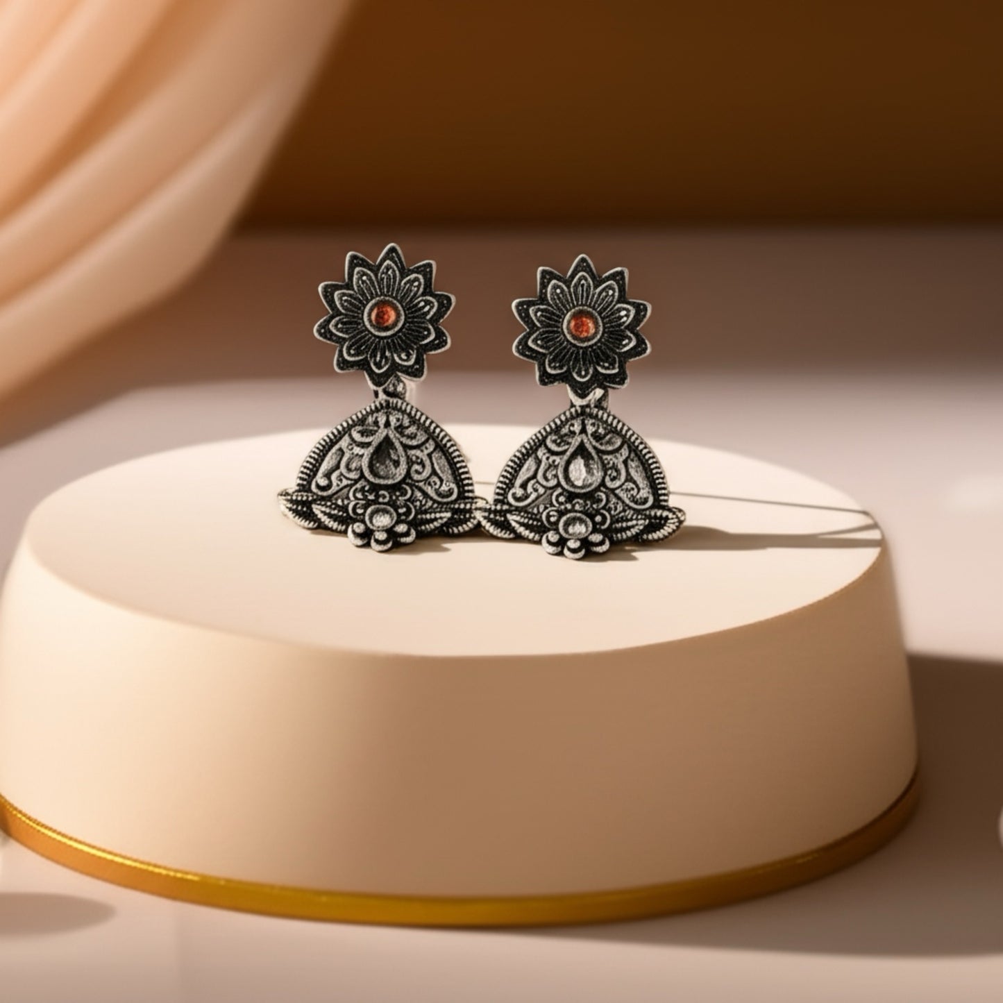 805006 Classic Earring With Oxidised Plating