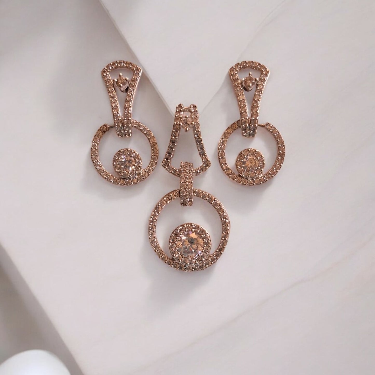 433484-American Diamond Delicate Pendant Set With Rhodium Plating