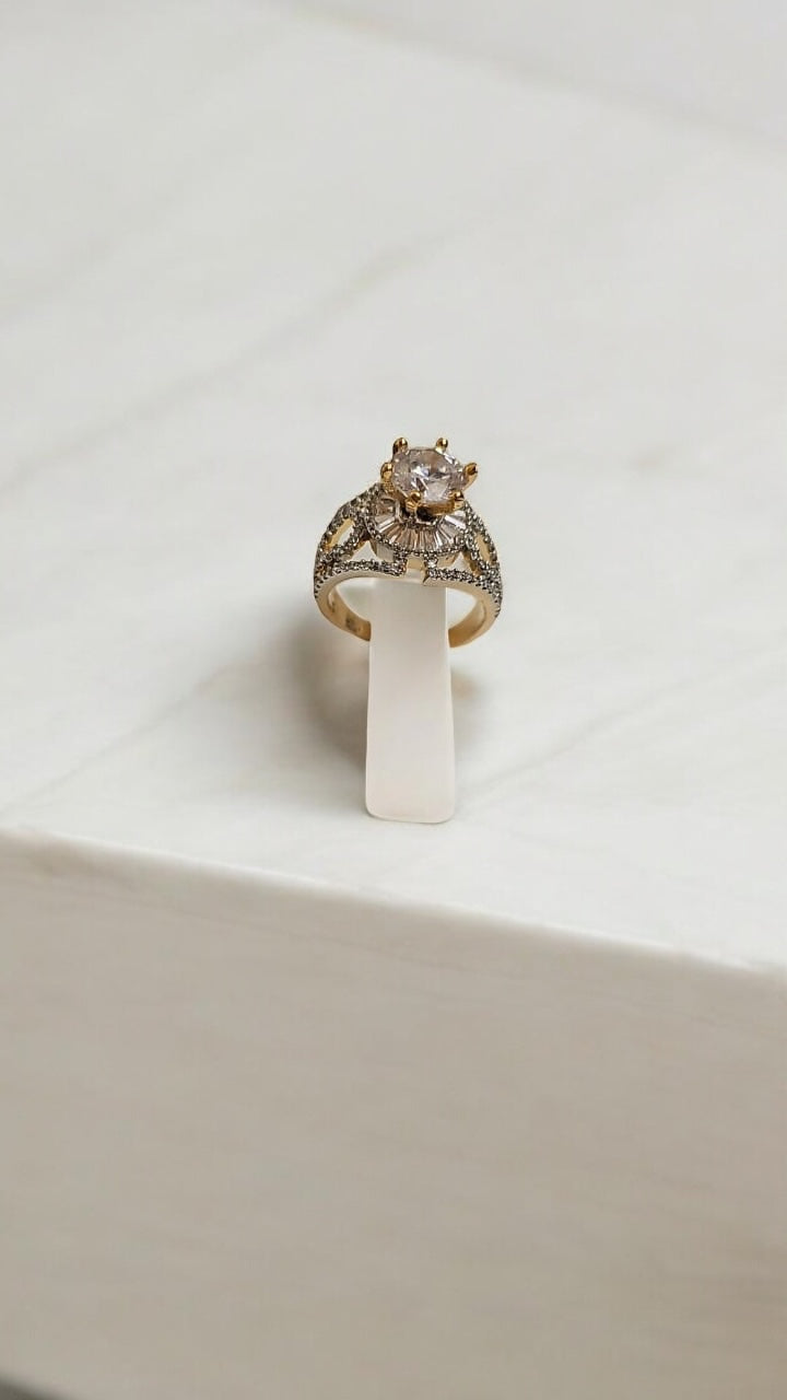 426251 Cz Adjustable Ring 2 Tone