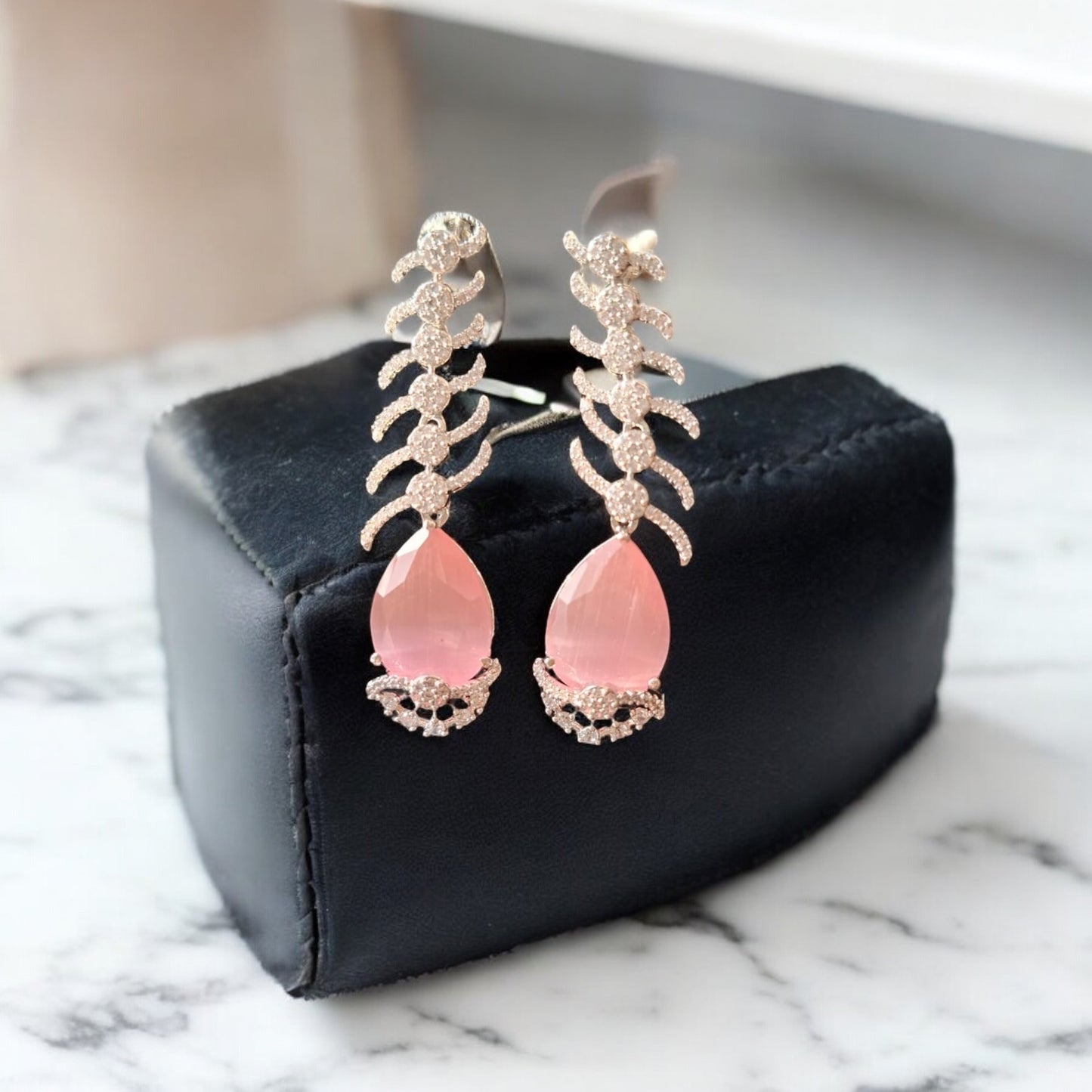 432324 Earring With Rhodium Plating-Pink