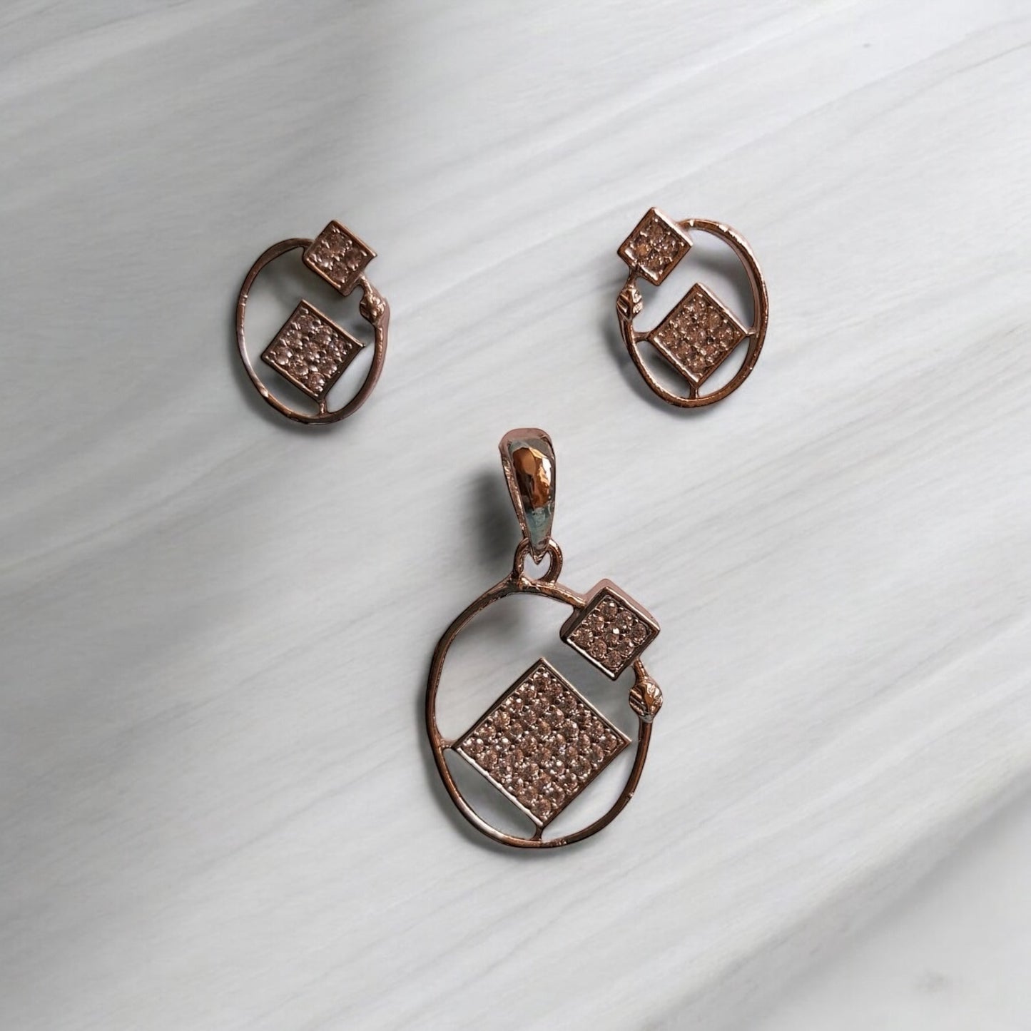 432974-American Diamond Delicate Pendant Set With Rhodium Plating