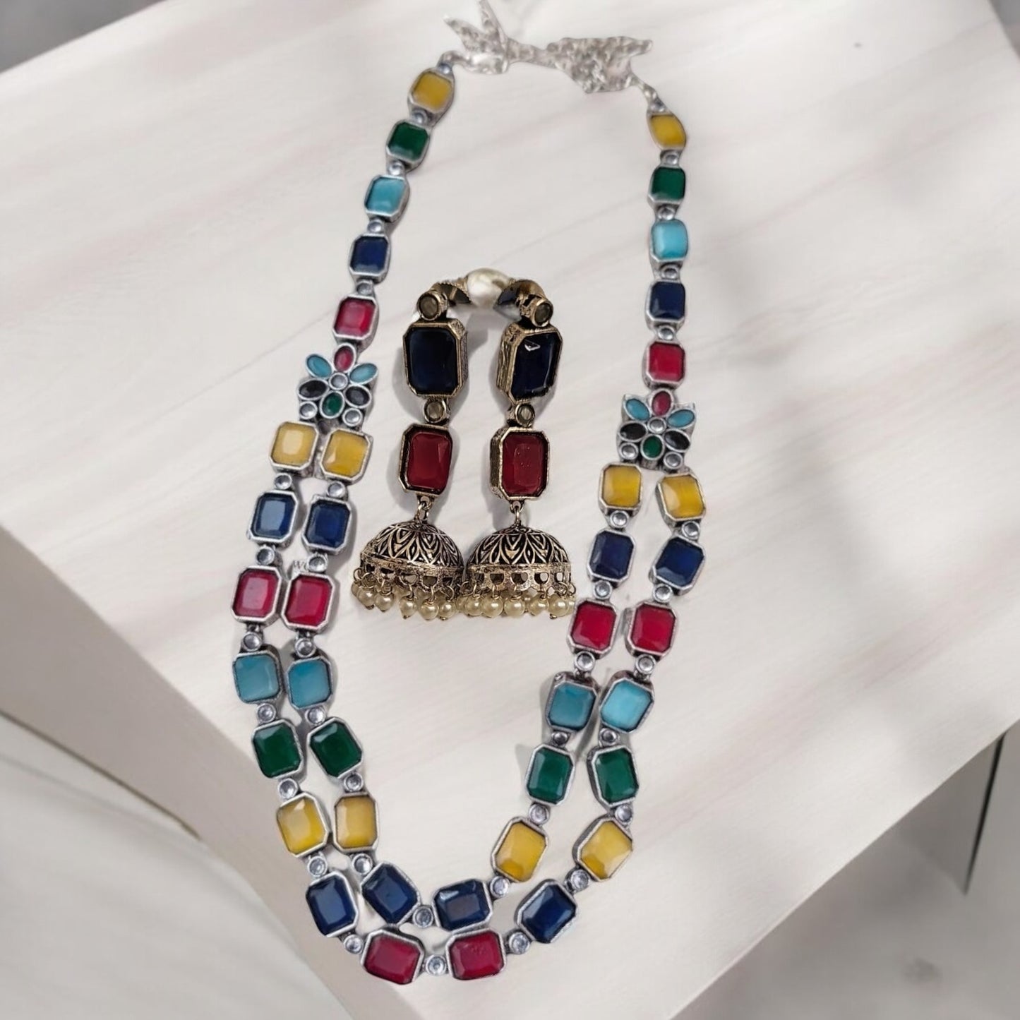 97999-NSO Classic Necklace With Oxidised Plating-Multi