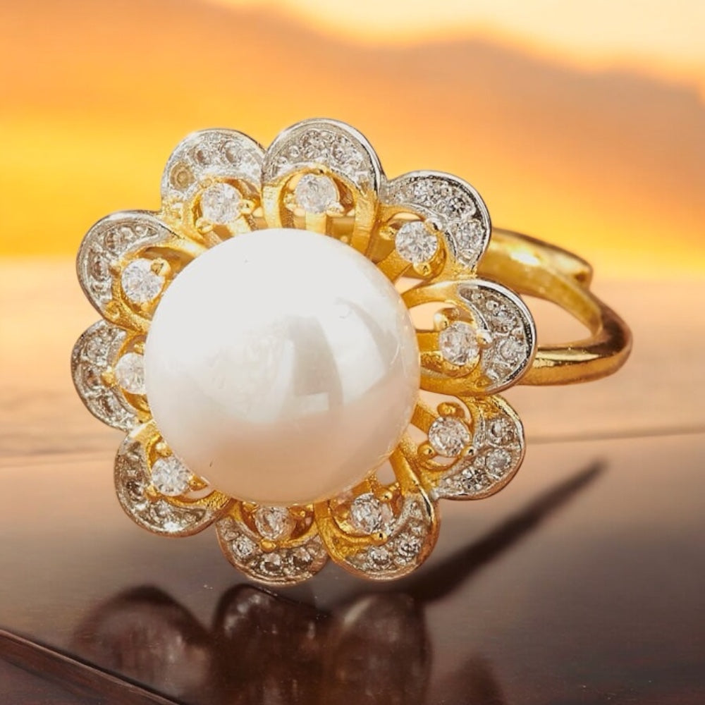 433264 Cz Adjustable Ring 2 Tone