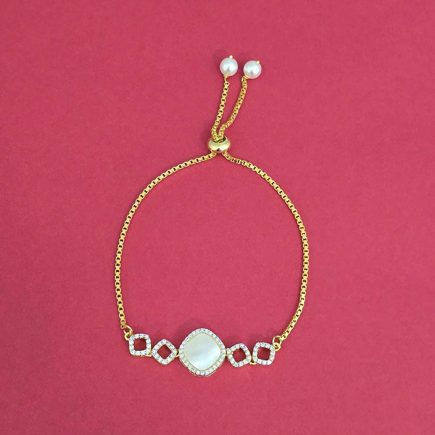 438804 Cubic Zirconia Delicate Bracelet With 2 Tone Rhodium Plating